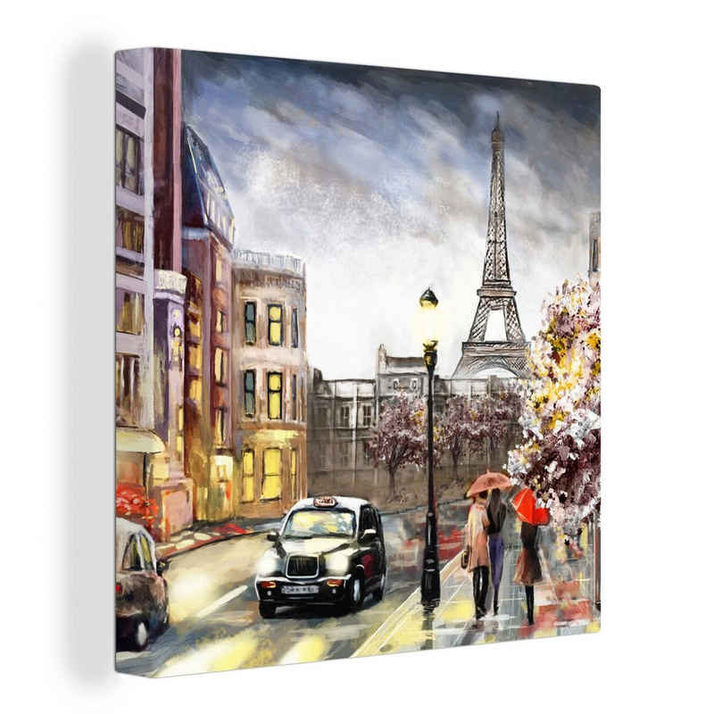 OneMillionCanvasses® Gemälde Gemälde - Paris - Frankreich - Öl, (1 St), Leinwand Bilder für Wohnzimmer Schlafzimmer