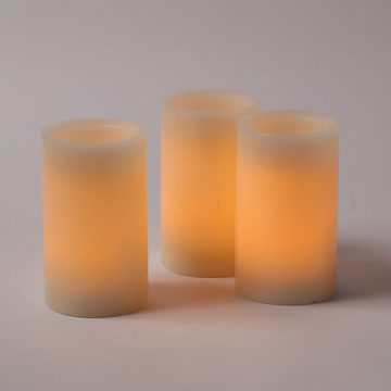MARELIDA LED-Kerze LED Kerzenset Echtwachs Farbwechsel X-mas Dekor H: 12cm creme 3er Set (3-tlg)