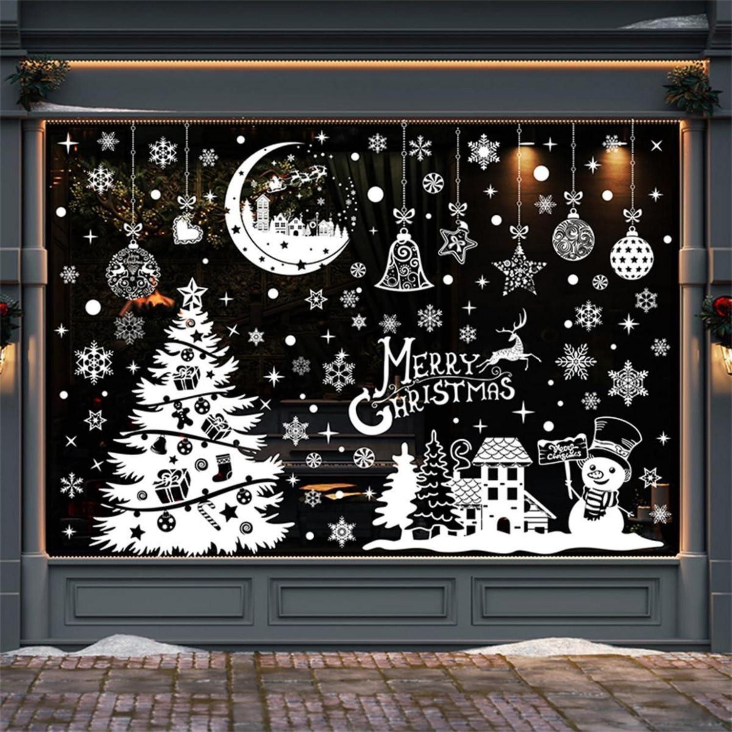 LuxusKollektion Fensterbild Fensterbilder Weihnachten Schneeflocken 9St. 30x20cm