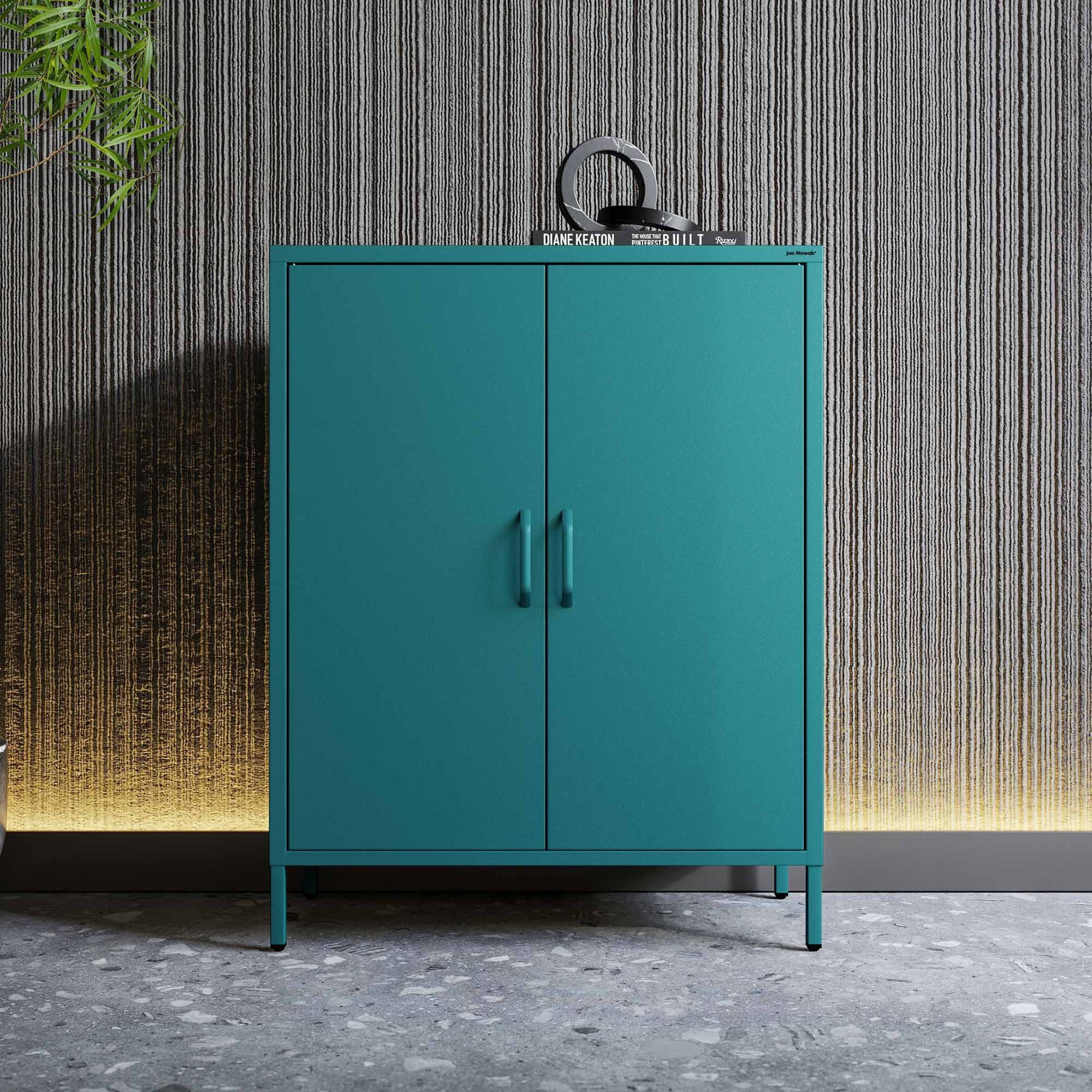 Jan Nowak Mehrzweckschrank Metall Werkstattschrank SZYMON 92 cm 3 Böden 2 Schubladen (1,1 mm 185 x 92 x 50 cm Lochabstand 27 mm 120 kg PZH) Kleiderschrank 2-türig magnetverschluss 40 kg 6 Farben Stahl