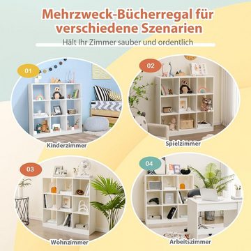 KOMFOTTEU Bücherregal Würfelregal, mit 10 Fächern, 107,5 x 33 x 107,5 cm