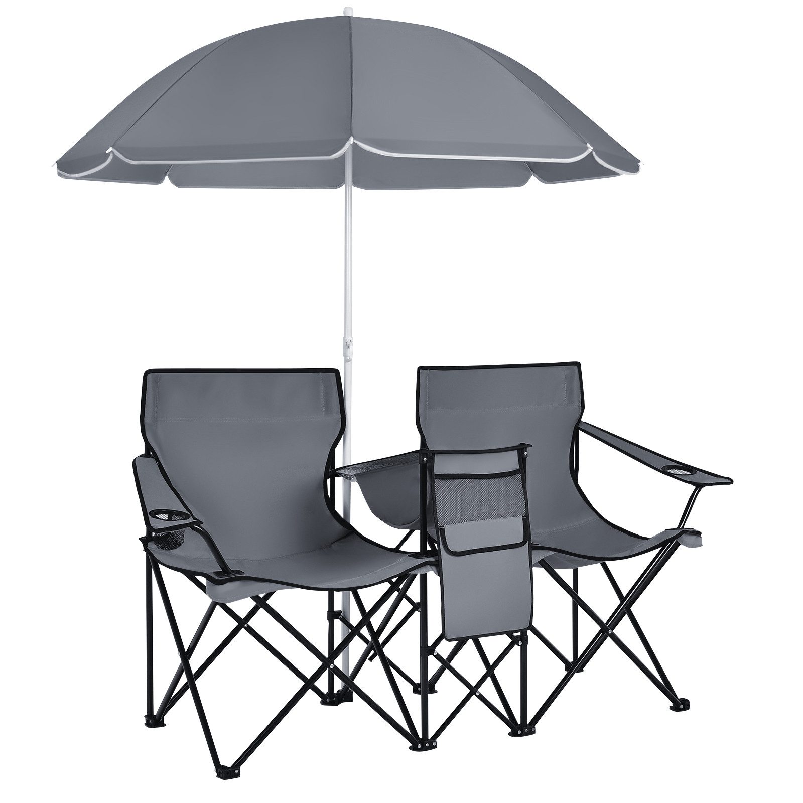KOMFOTTEU Campingstuhl Klappstuhl, aus Oxford-Stoff,mit Sonnenschirm günstig online kaufen