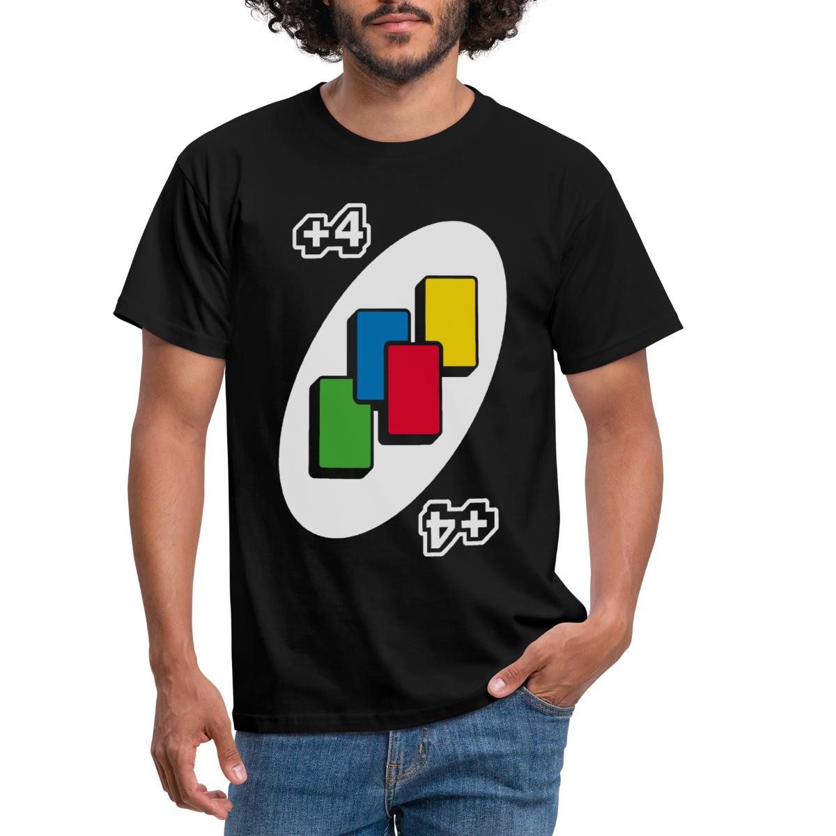 Spreadshirt T-Shirt UNO +4 Design Vier-Ziehen-Karte Männer T-Shirt (1-tlg) günstig online kaufen