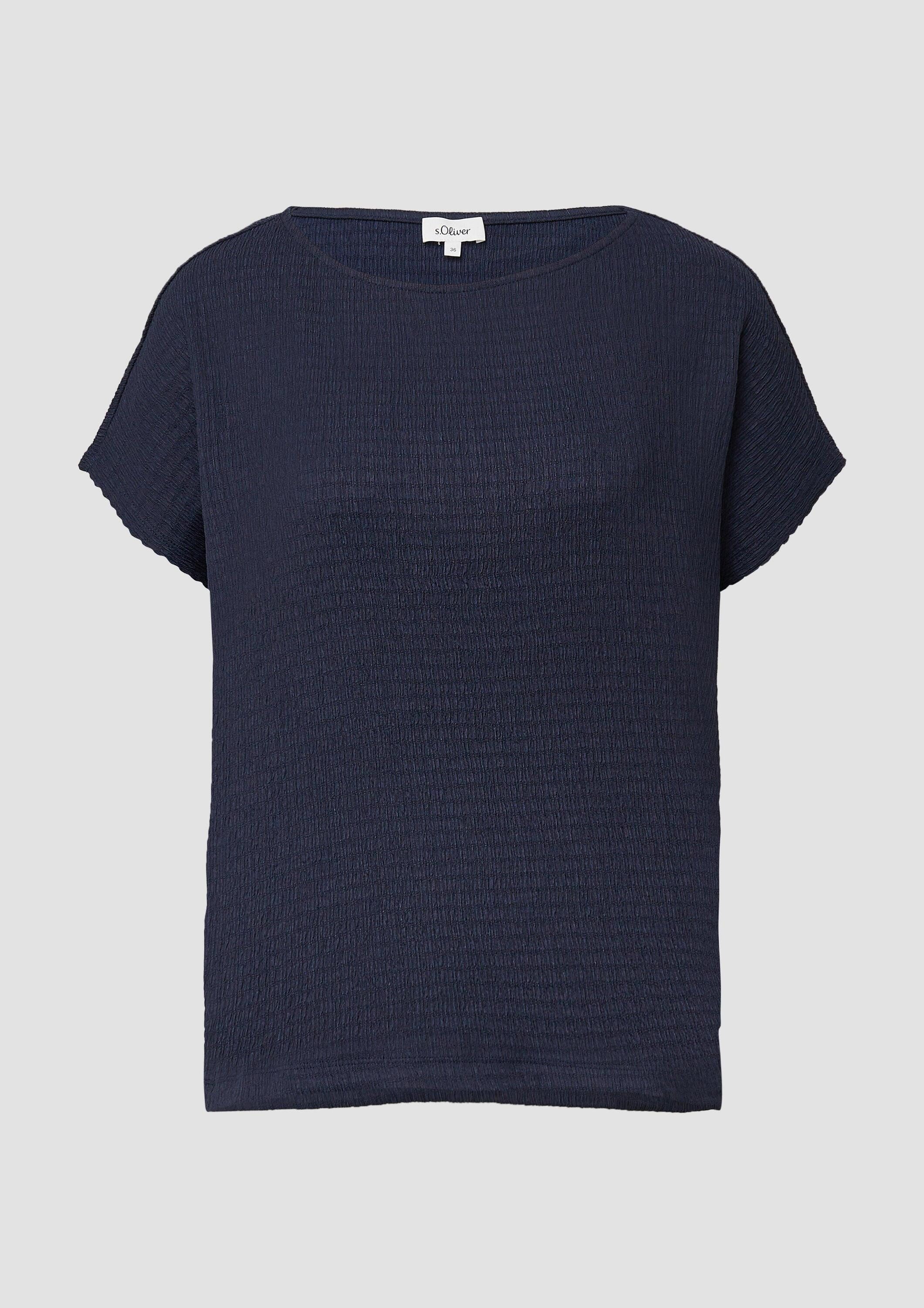 s.Oliver Kurzarmshirt T-Shirt Strukturiertes T-Shirt im Relaxed Fit