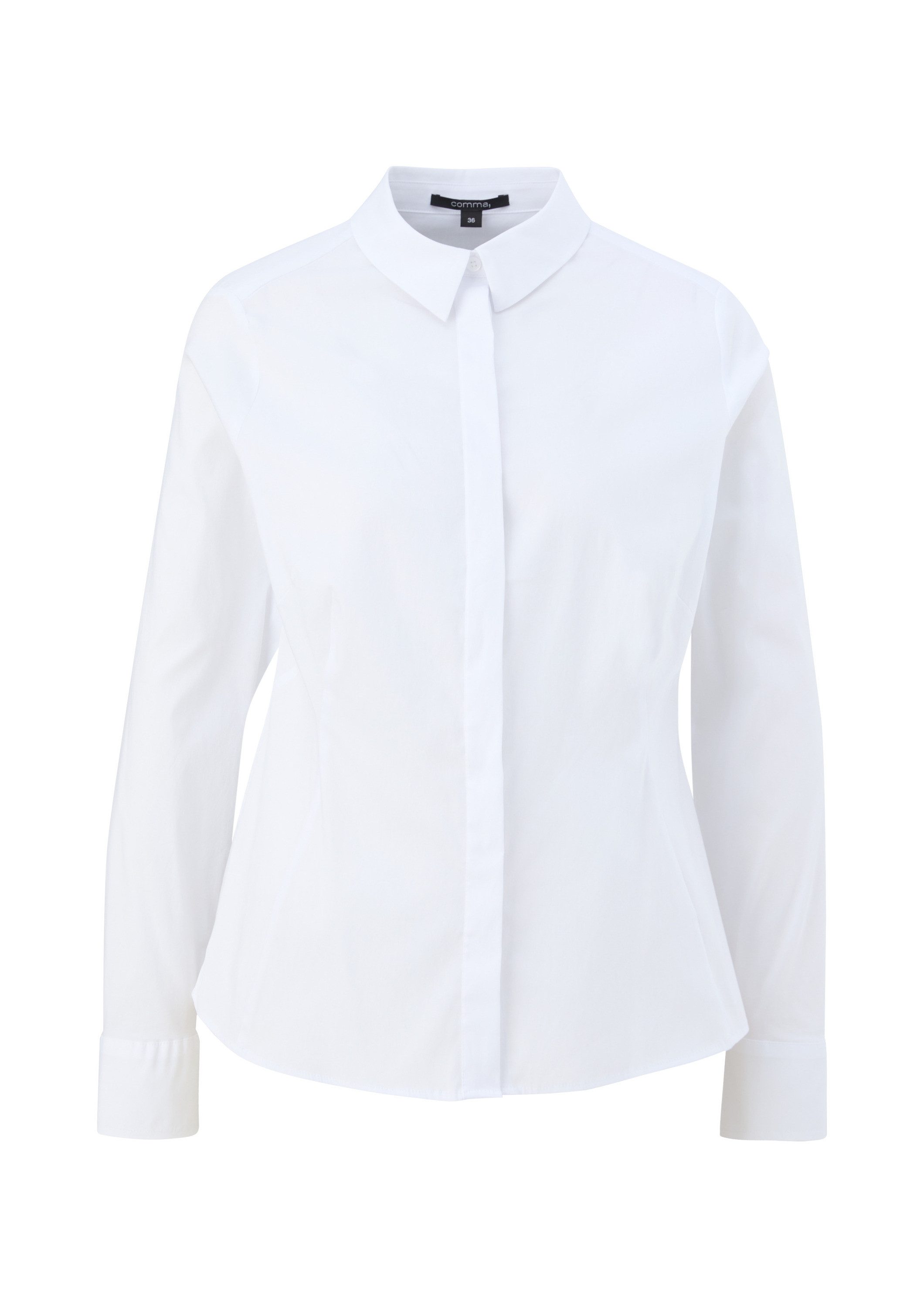 comma Langarmbluse Bluse Bluse aus Baumwollstretch