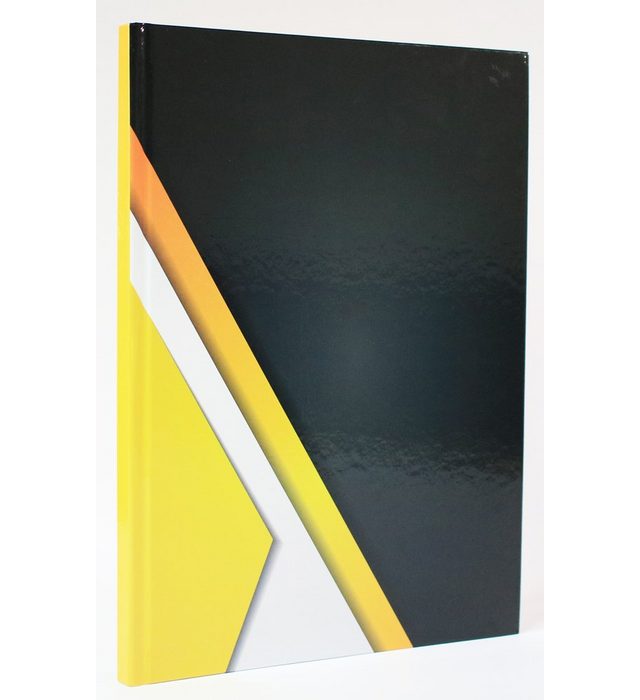 ADINA Notizbuch ADINA Notizbuch A4 fester Deckel liniert schwarz/diagonal gelb/weiss