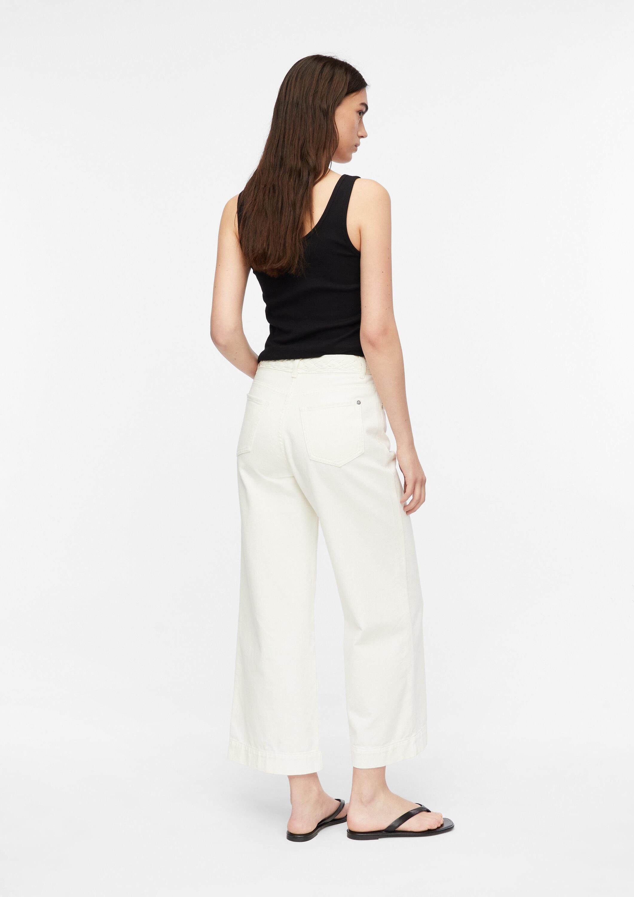 comma Weite Jeans Jeans-Hose ANNA - Ankle Jeans mit Zopf-Detail am Bund