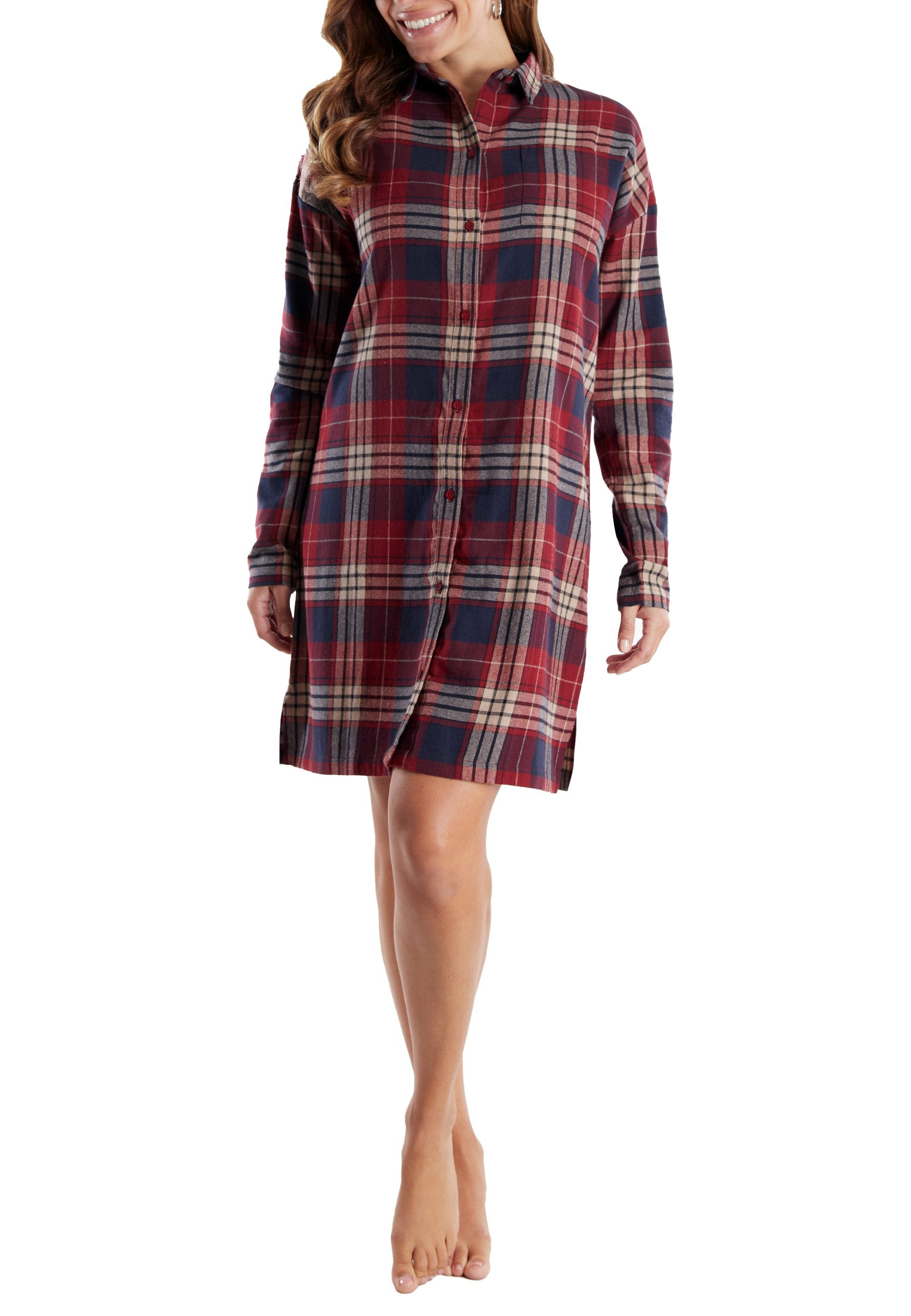 TOM TAILOR Nachthemd TOM TAILOR Damen Nachthemd rot kariert (1-tlg)