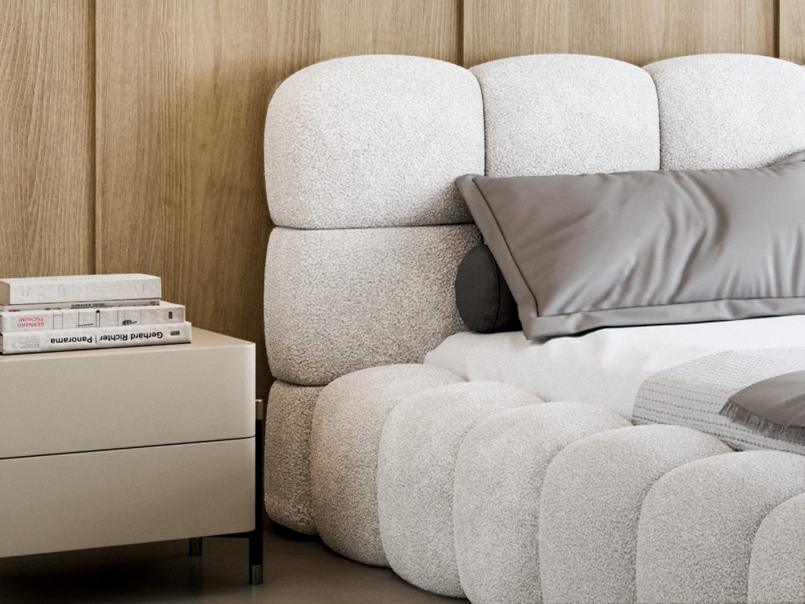 Compleo Polsterbett BIZU BUBBLE bouclé, Designerbett 140/160/180/200x200, MADE IN EU, Weiche Formen, hochwertige Materialien für Komfort wie auf Wolke – Bild 4 von 5