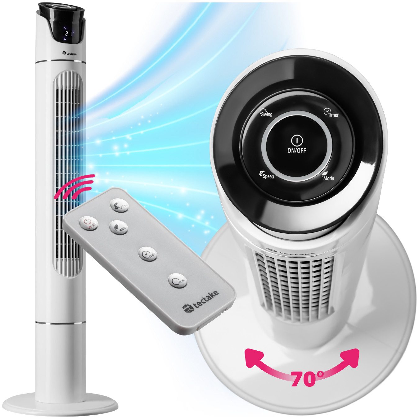 tectake Turmventilator Standventilator 110 cm, 3 günstig online kaufen