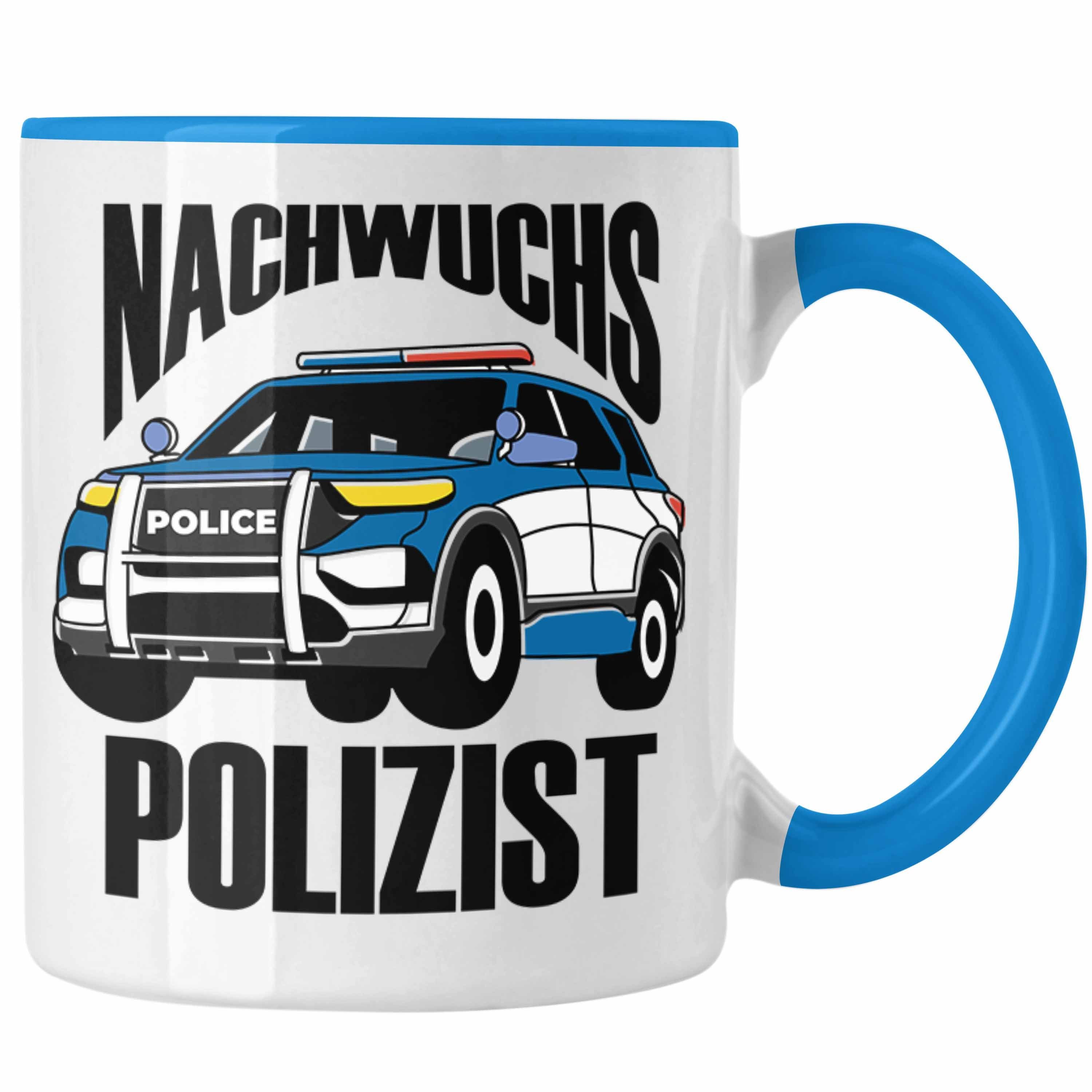 Trendation Tasse Einschulung Tasse für Jungs - "Nachwuchs Polizist" Geschenk kleine Sch Blau