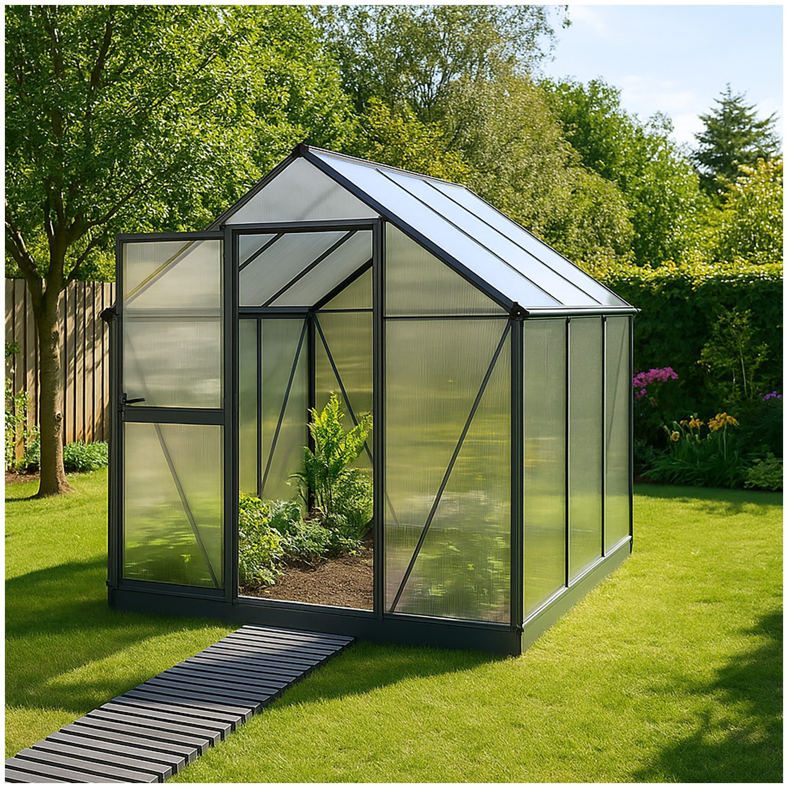 HTI-Living Trittsteine Rollweg 16-teilig Nessa Grau, 30x131 cm, Set, 16-St., 16 Module inkl. Verbindungselementen, Gehweg Gartenweg leicht zu verlegen