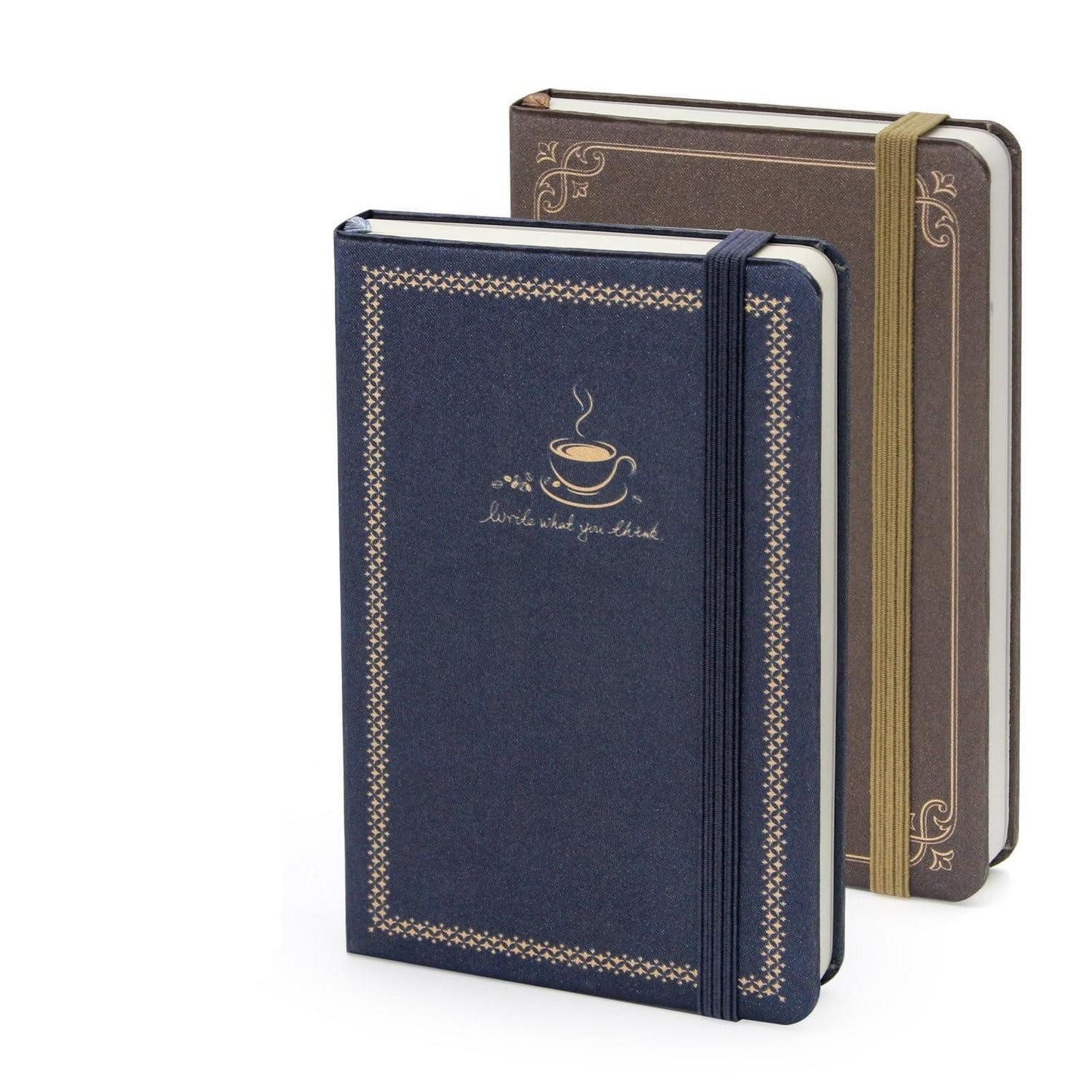 LuxusKollektion Notizbuch Notizbuch A6 Blanko 2er Set Stoff Golddruck