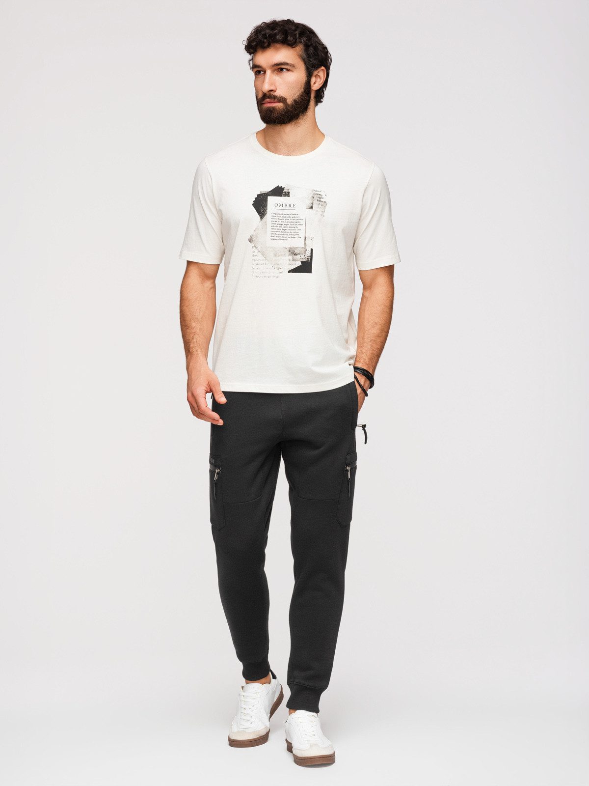 OMBRE Sweathose Pants OM-PASK-0222 V-3 black S Schwarz M (kein Set, 1-tlg) Wasserabweisende Reißverschlüsse