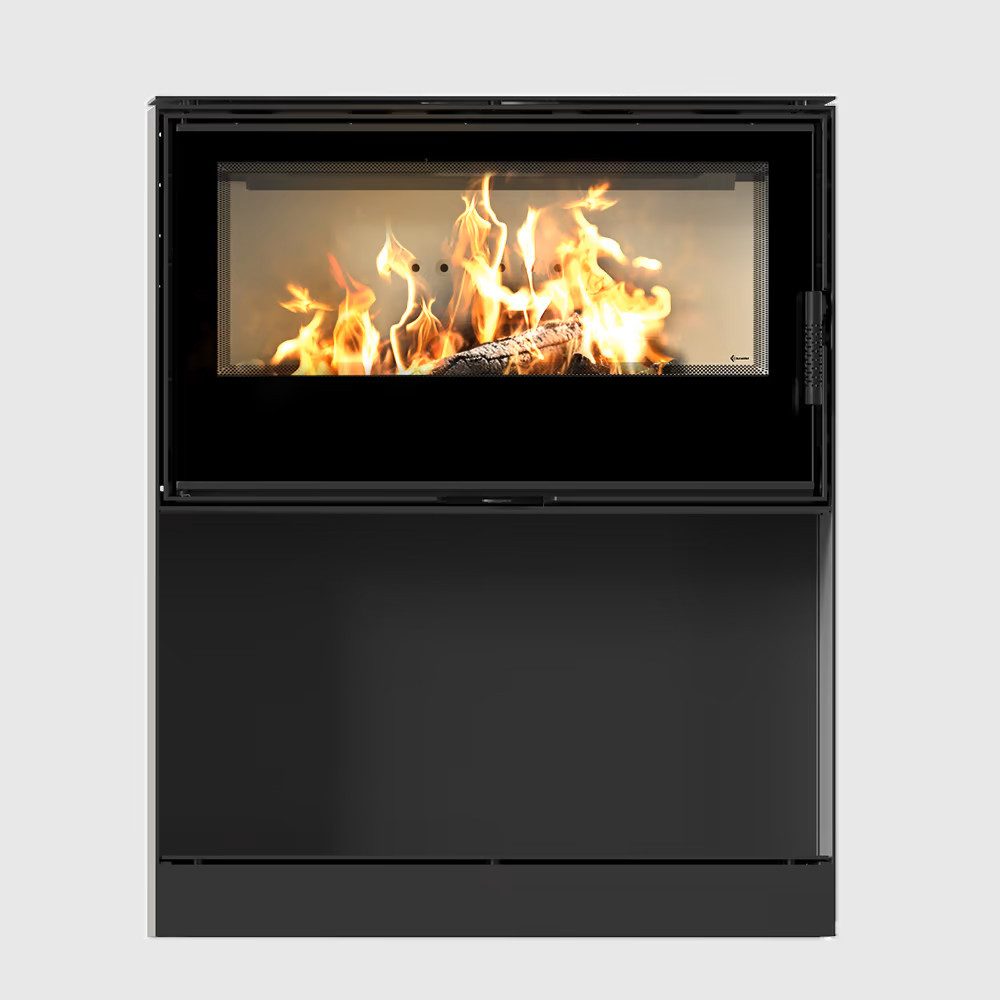 Kratki Kaminofen Kaminofen KARI 95 Brennkammer weiss Ø 180 14 kW mit Holzfach, 14 kW