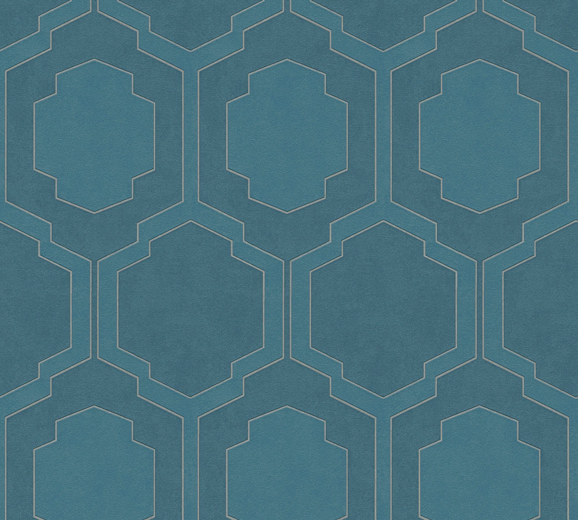 A.S. Création Vliestapete Pop Style, aufgeschäumt, gemustert, ornamental, Moderne Tapete Geometrisch türkis/dunkelblau