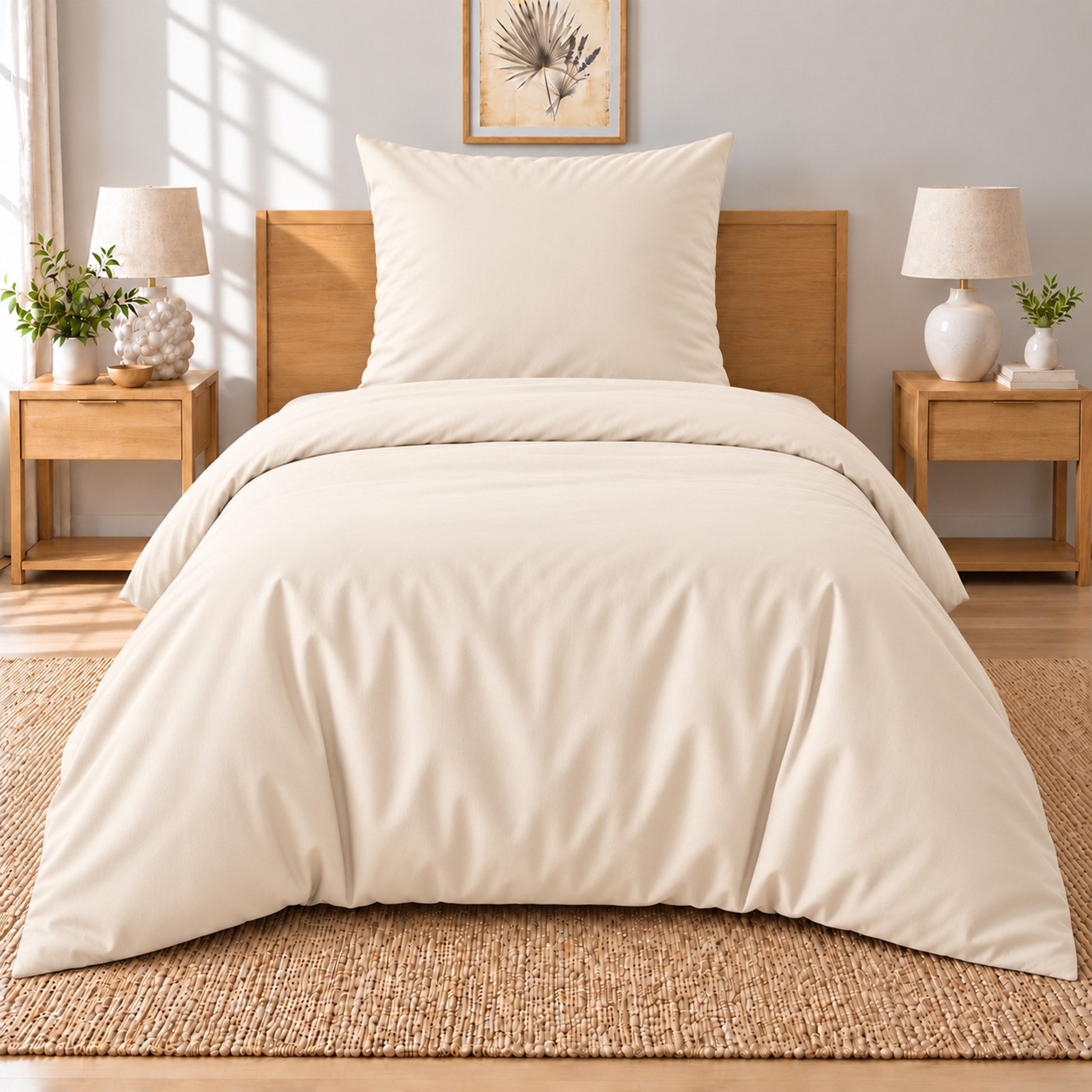 Buymax Bettwäsche Unifarben Renforcé, 100% Baumwolle, Renforcé, 2 teilig, Bettbezug-Set 135x200 cm mit Reißverschluss, 100% Baumwolle