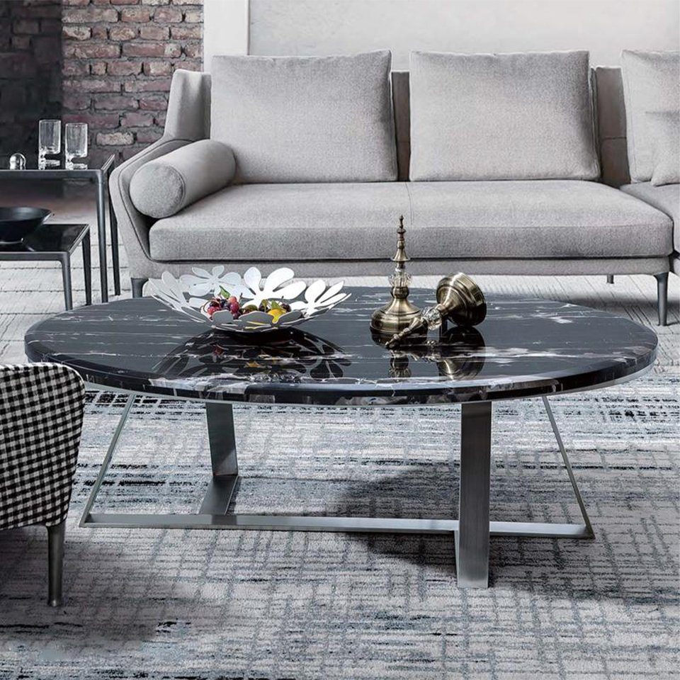 Beistell Couch Tisch Rund Tische Sofa Runde Metall Glas Designer Luxus