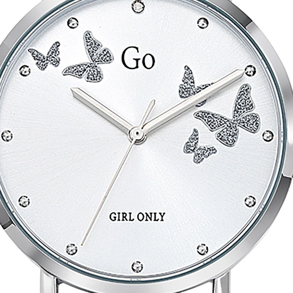 Girl Only Quarzuhr Girl Only Damen Armbanduhr grau, (Analoguhr), Damenuhr GO grau, mittel (ca. 34mm) Lederarmband, Fashion-Style