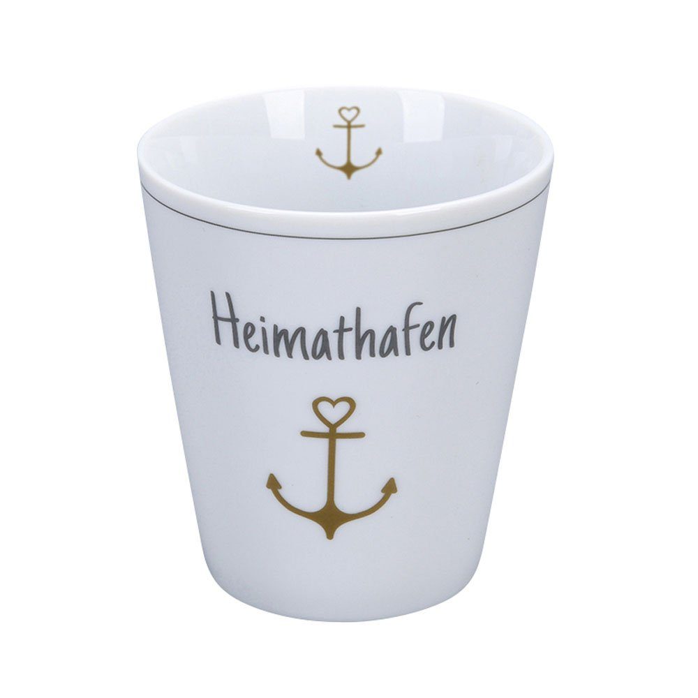 Krasilnikoff Vorratsglas »Happy Mug HEIMATHAFEN weiß grau gold mit Anker  Kaffeebecher Becher ohne Henkel« online kaufen | OTTO