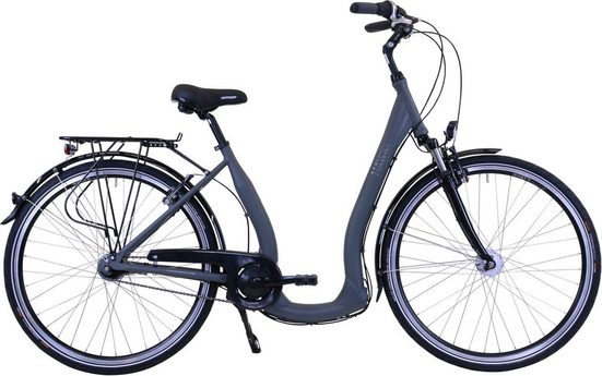 HAWK Bikes Cityrad »HAWK City Comfort Deluxe Grey«, 7 Gang Shimano Nexus Schaltwerk