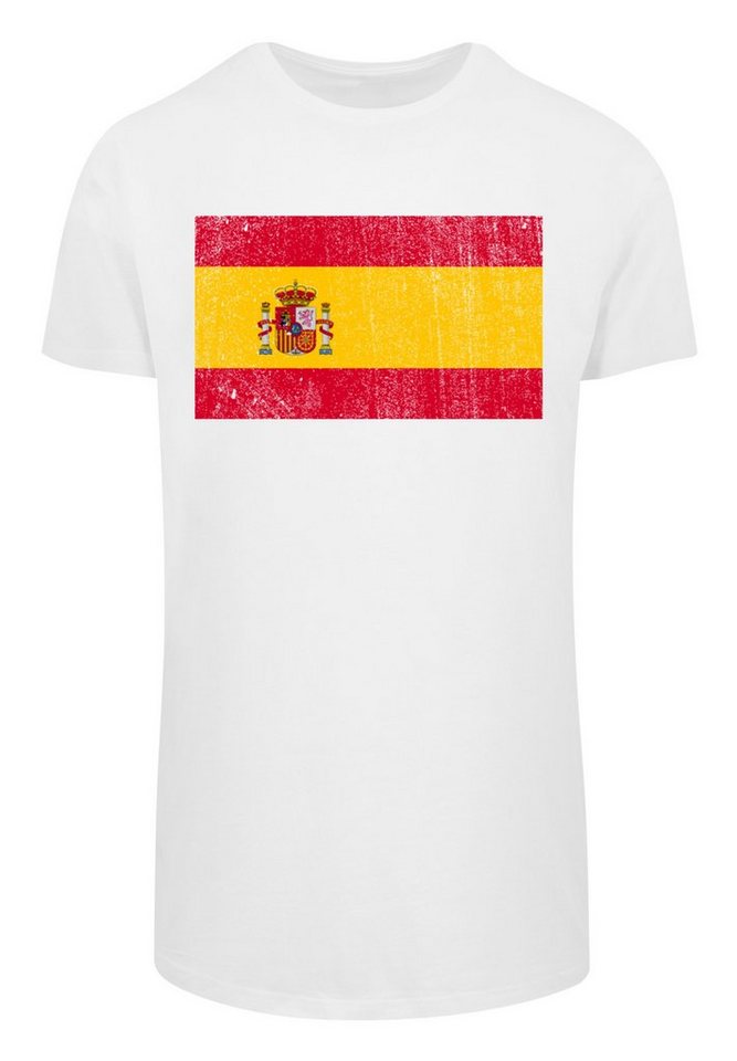 F4NT4STIC T-Shirt Spain Spanien Flagge distressed Print, Das Model ist 180  cm groß und trägt Größe M