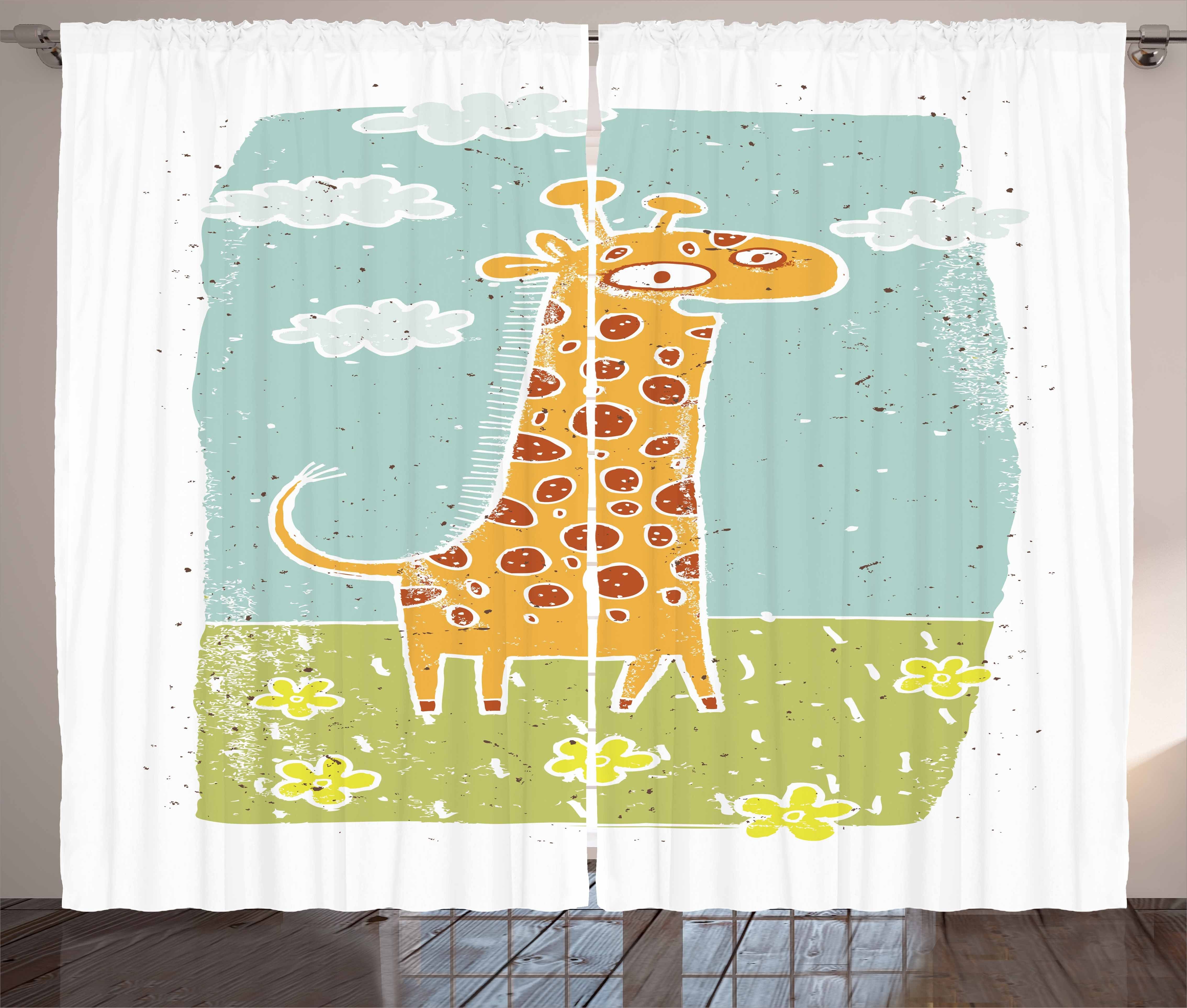 Gardine Schlafzimmer Kräuselband Vorhang mit Schlaufen und Haken, Abakuhaus, Giraffe Childish Kids Animal