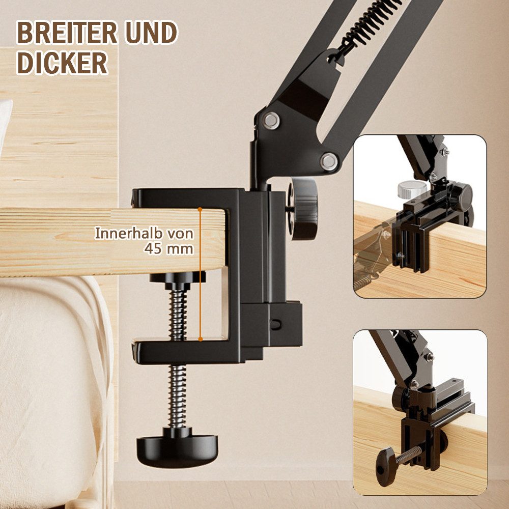 TUWENA Tablet-Halterung Tablet Halterung für Bett & Schreibtisch, Einstellbar Lang Arm Ständer, (Für iPad, Tablets, Telefone oder Andere Geräte mit 4 bis 12,9 Zoll)