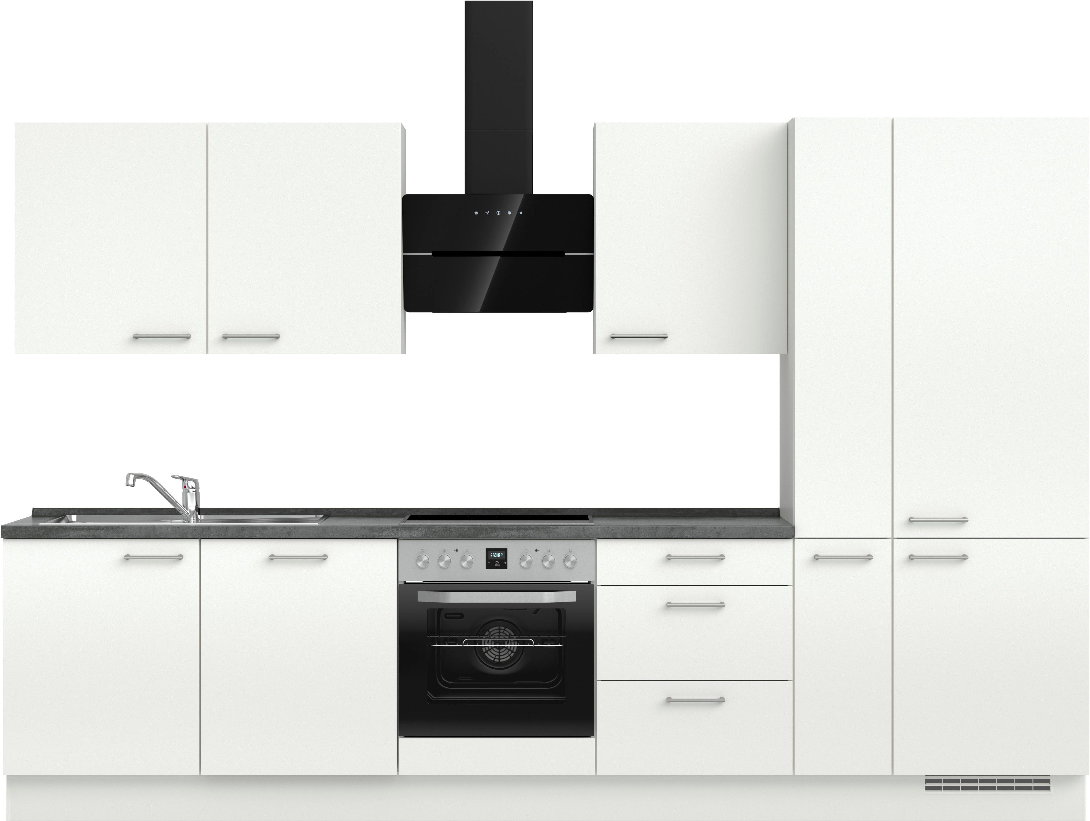 nobilia® Küchenzeile "Laser II", NEU: individuell anpassbar mit gratis Profi-Beratung, vormontiert, 330 cm breit, optional mit verschiedenen E‑Geräte-Sets