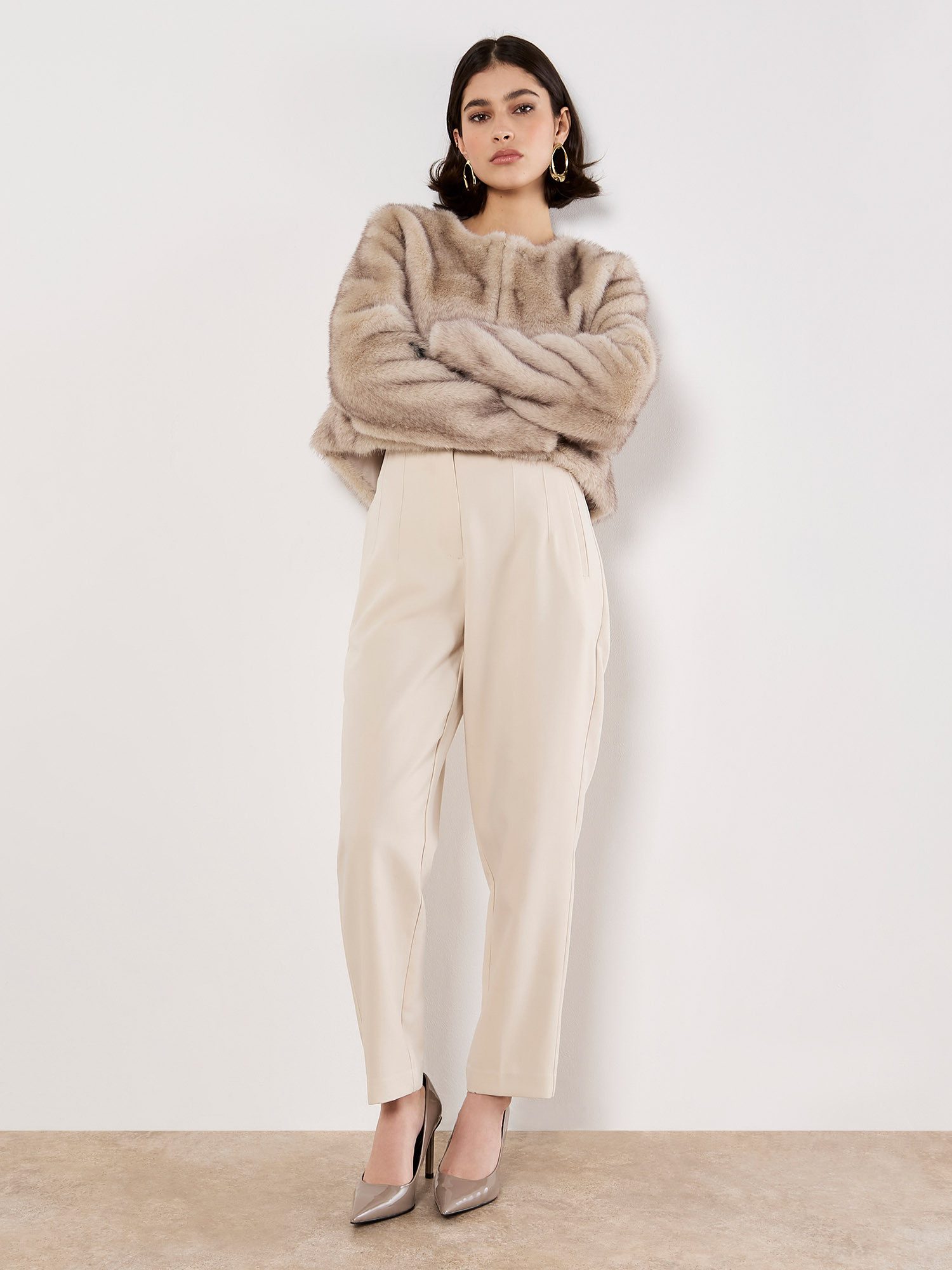 Apricot Fellimitatjacke Kunstfelljacke mit Taschen