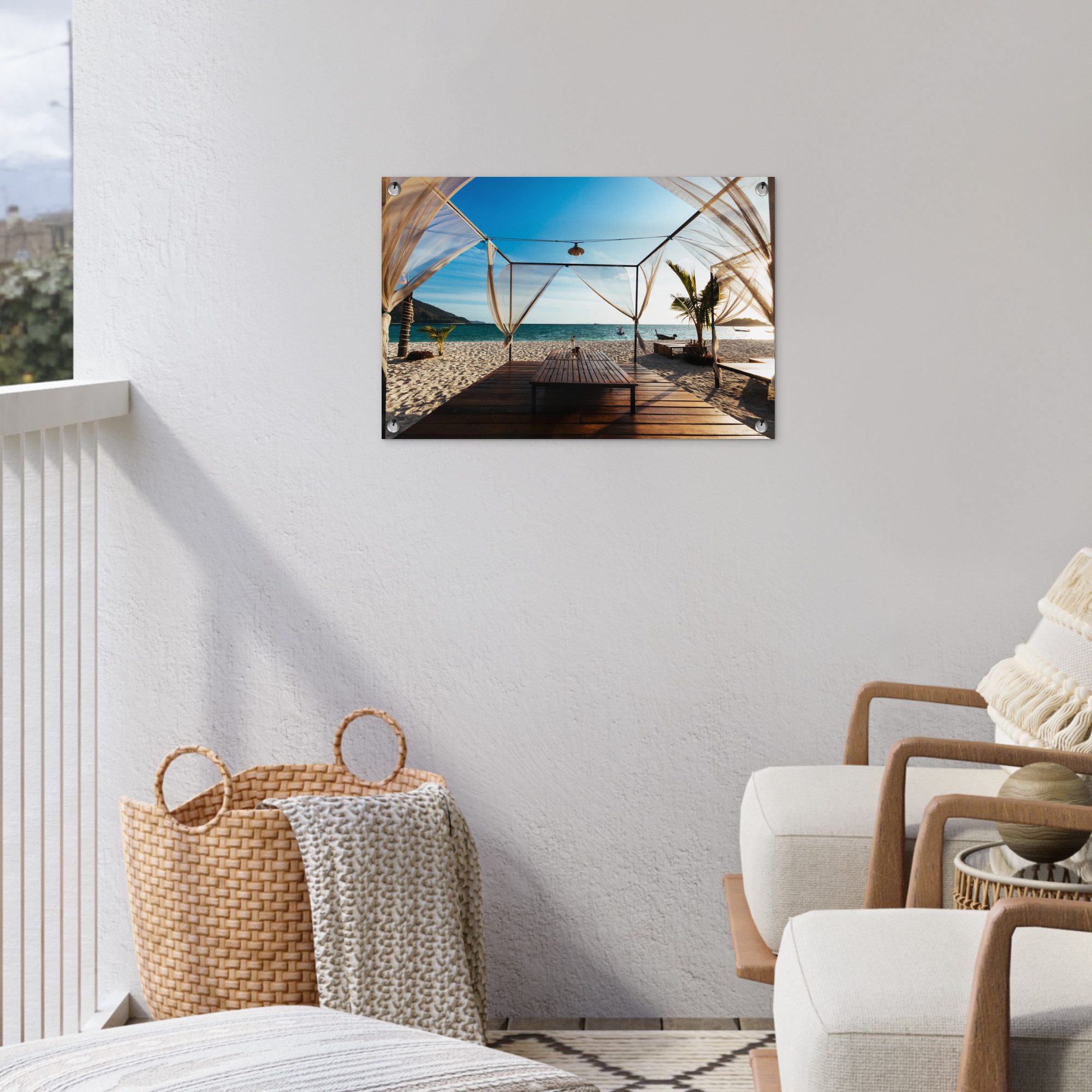 OnlyWow Poster für Garten Strand - Luft - Meer, Gartenposter, Outdoor Bilder, Gartendekoration Bild, 60x40 cm