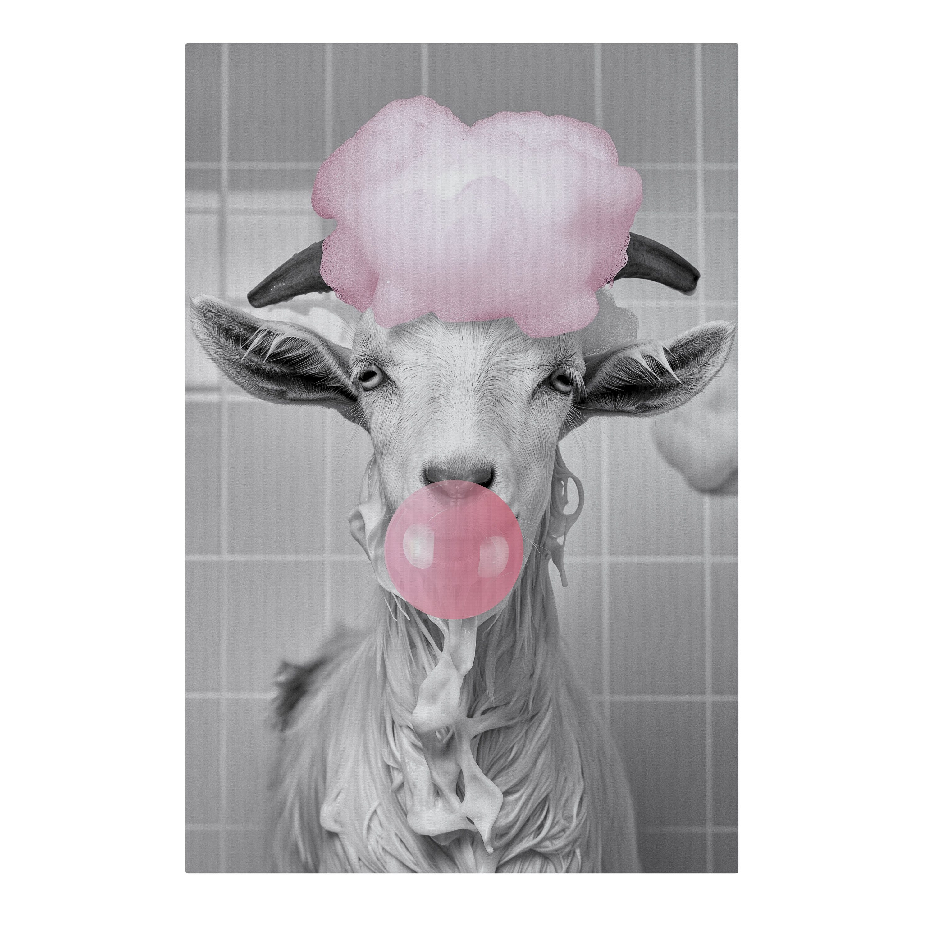 SPACEREBELS Leinwandbild BUBBLEGUM BOVINE BLISS, Tiere (1 St), 3 cm Keilrahmen, Baumwollleinwand