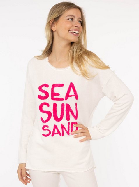 Zwillingsherz Sweater "Sea Sand Sun" Mit großer Flock-Aufschrift in auffäll günstig online kaufen