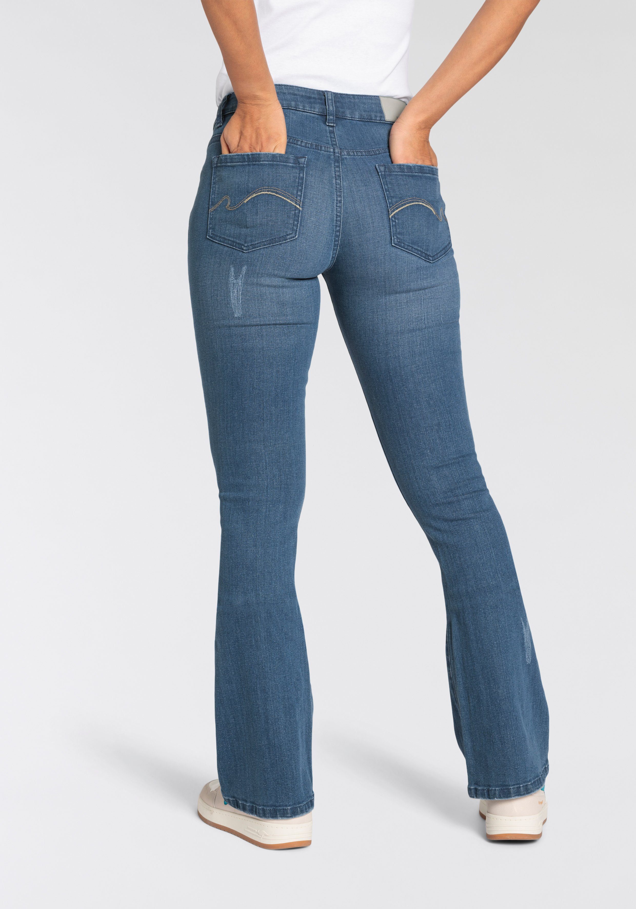 KangaROOS 5-Pocket-Jeans ausgestellte Beinform, Used-Waschung, normale Leib günstig online kaufen