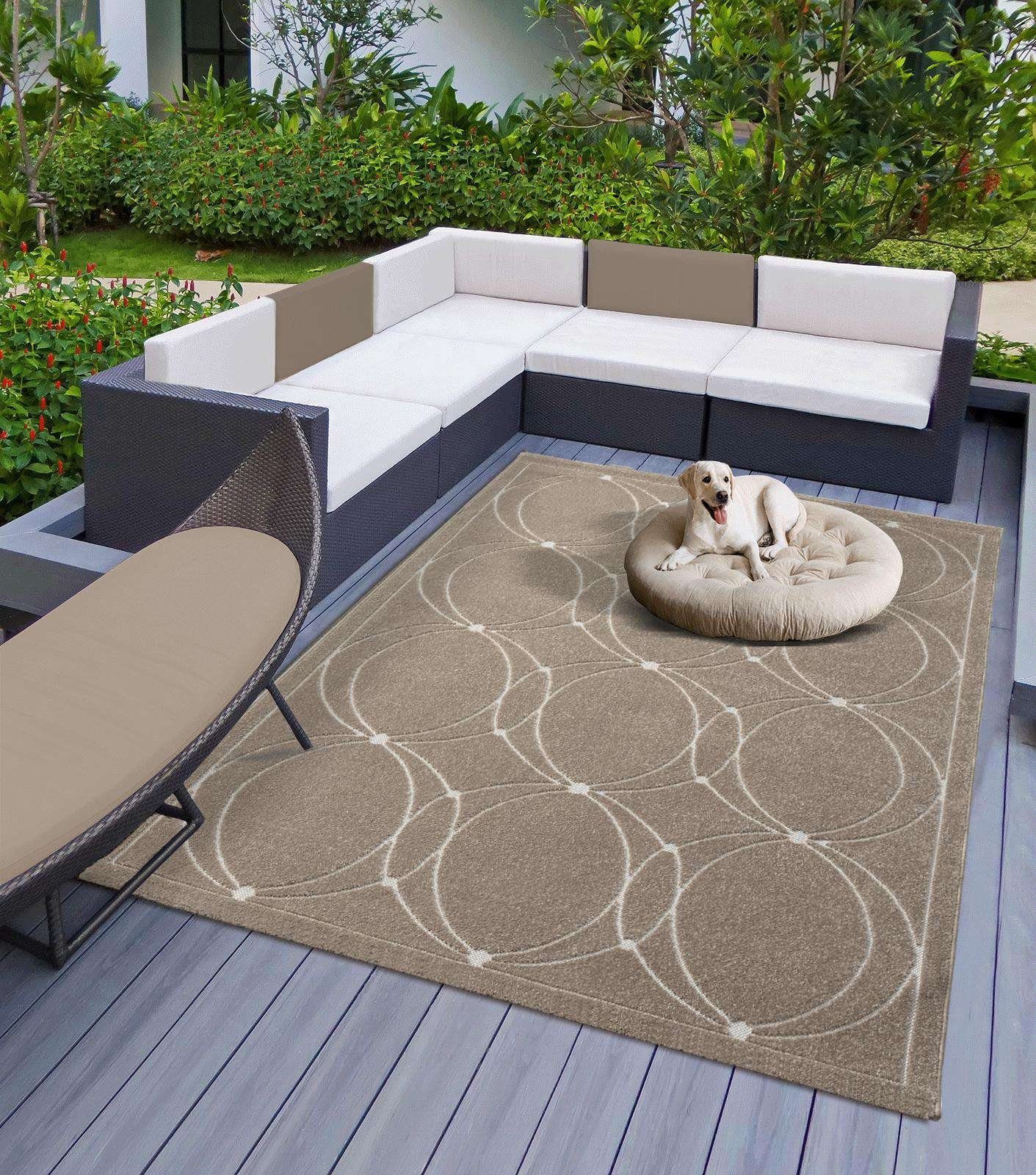 TaraCarpet Teppich Indoor & Outdoor Teppich Capri modernes Kreise Design, r günstig online kaufen