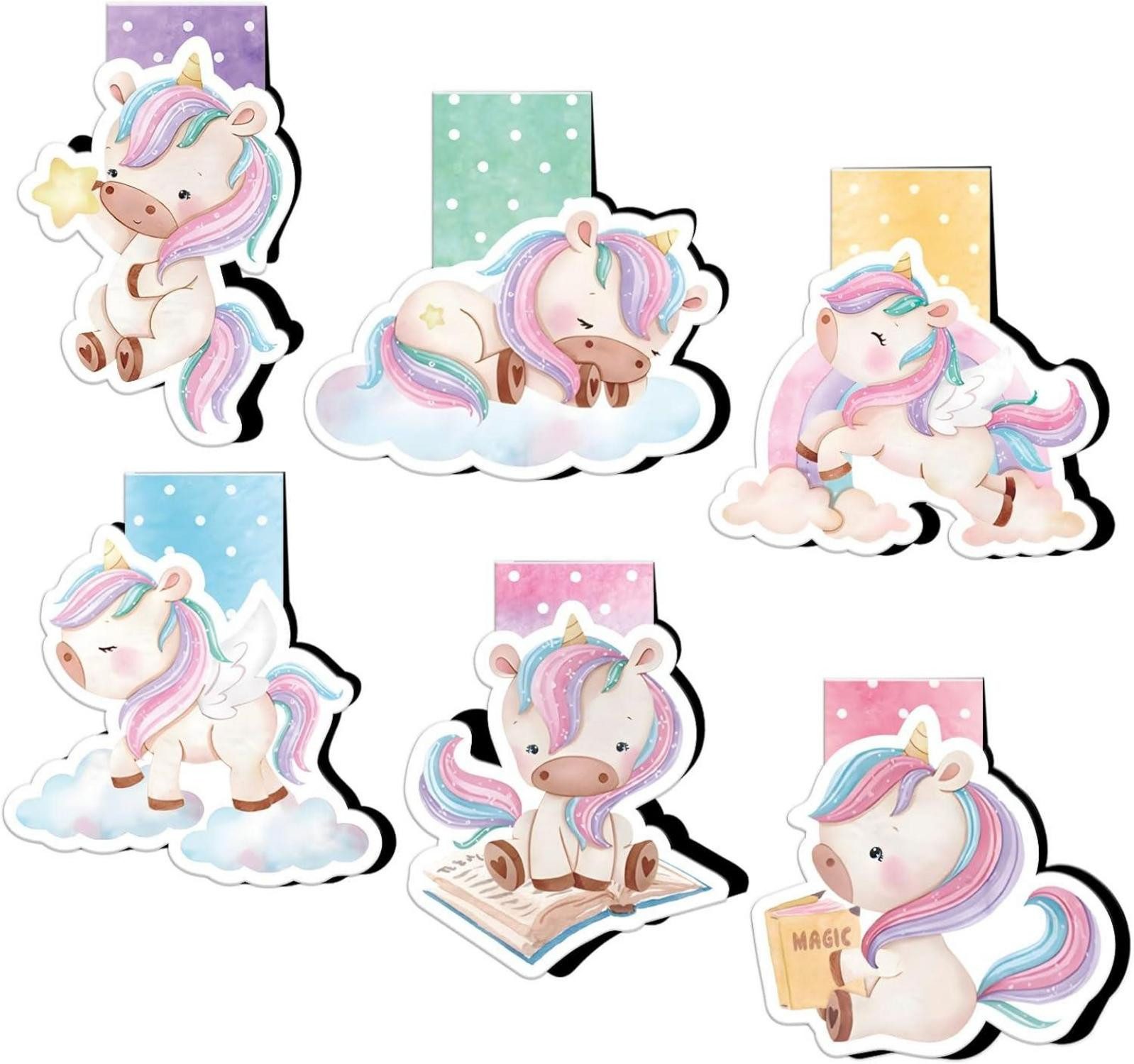 Dekohänger Einhorn-Magnetische Lesezeichen Mädchen 6er-Set Kindergeburtstag
