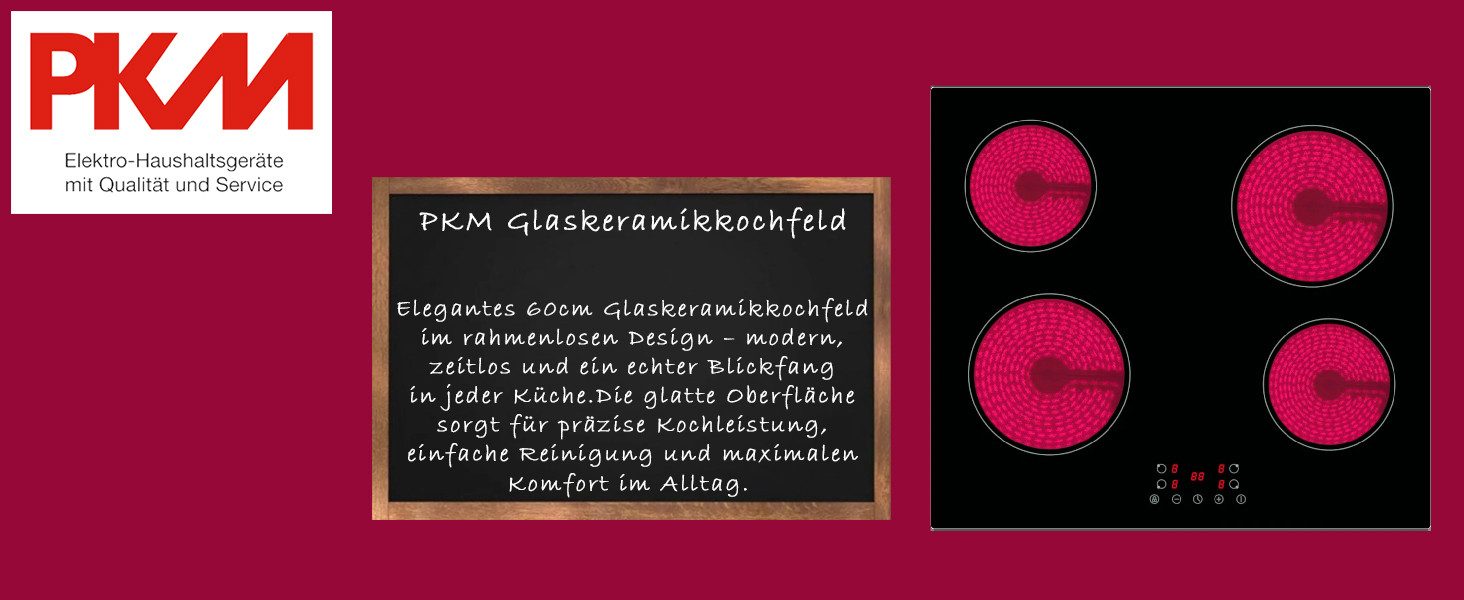PKM Elektro-Kochfeld Glaskeramik-Kochfeld BKF4 G, Touch Control, Timer, rahmenlos, Abschaltautomatik