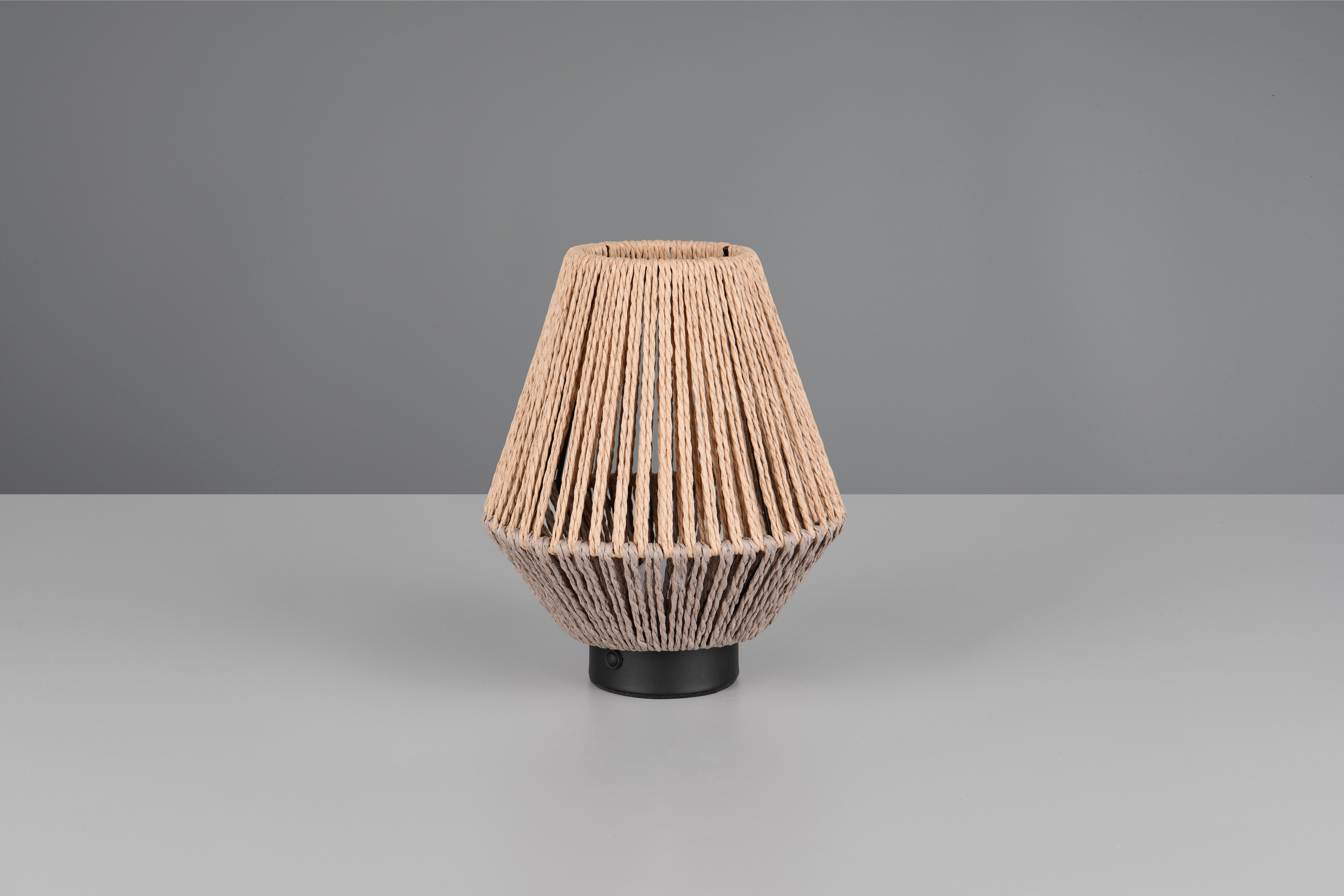 Reality Leuchten LED Tischleuchte LIRA, Akku Tischlampe USB Ladeanschluss, 1,5W 140 Lumen 3000K warmweiß, Dimmfunktion, USB-Ladefunktion, mehrere Helligkeitsstufen, LED fest integriert, Warmweiß, Lampenschirm aus Papiergarn, Touchdimmer, max 8h Akkulaufzeit