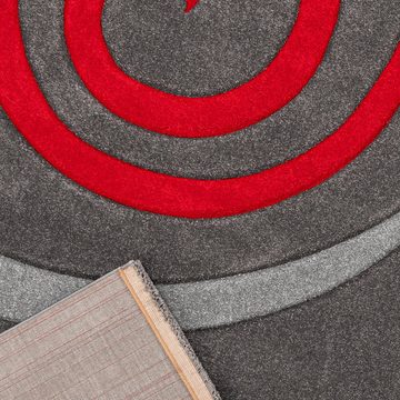 Frisé-Teppich Konturenschnitt aus Hand, Vimoda, Rechteckig, Höhe: 13 mm, spiral zeichnung, dicht, dick, Wohnzimmer Teppich, Kurzflor, Rot