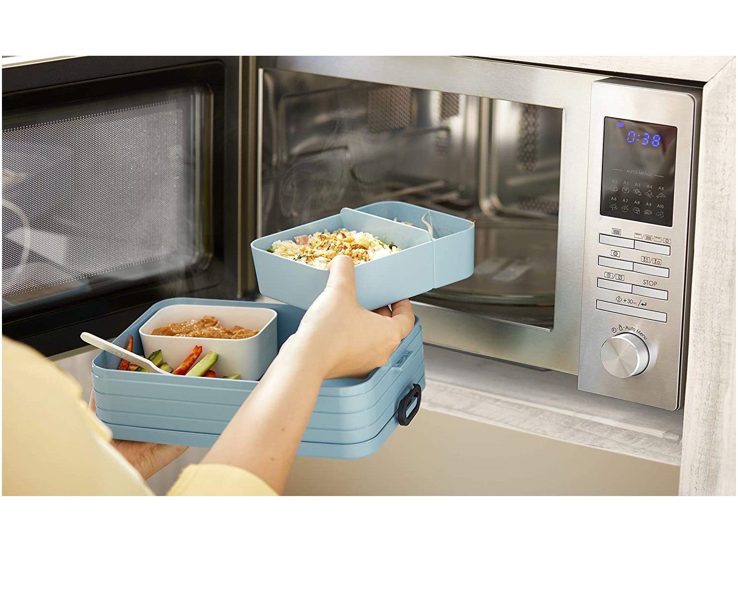 Mepal Lunchbox Bento-Lunchbox Take A Break, 1500 ml, bis zu 8 Butterbrote, Polypropylen, Mit Fächern, Old Nordic Blue, große Brotdose