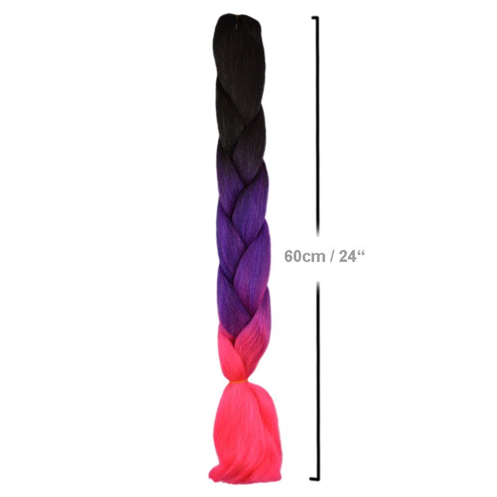 im Zöpfe MyBraids Pack 3er BRAIDS! Flechthaar Kunsthaar-Extension YOUR Braids Schwarz-Violett-Pink Jumbo 3-farbig 11A-CY