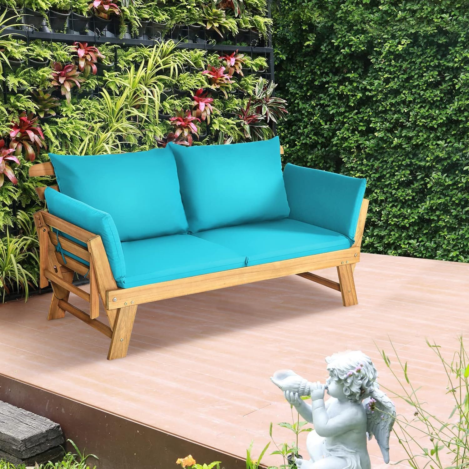 KOMFOTTEU Gartenbank 2-3 Sitzer Holzbank, mit günstig online kaufen