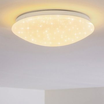 hofstein Deckenleuchte »Lazio« runde Deckenlampe mit Glitzer-Effekt aus Metall in Weiß, 3000 Kelvin, 900 Lumen,Sternenhimmeloptik, IP44, auch für das Badezimmer geeignet