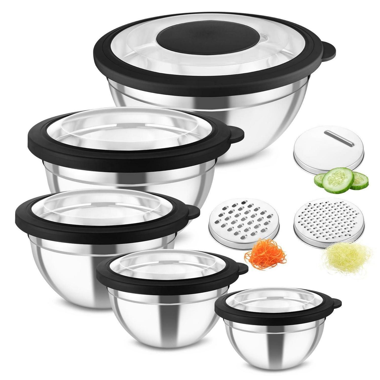 LuxusKollektion Rührschüssel Rührschüssel Set 5tlg Edelstahl Schwarz, Metall, (5-tlg)