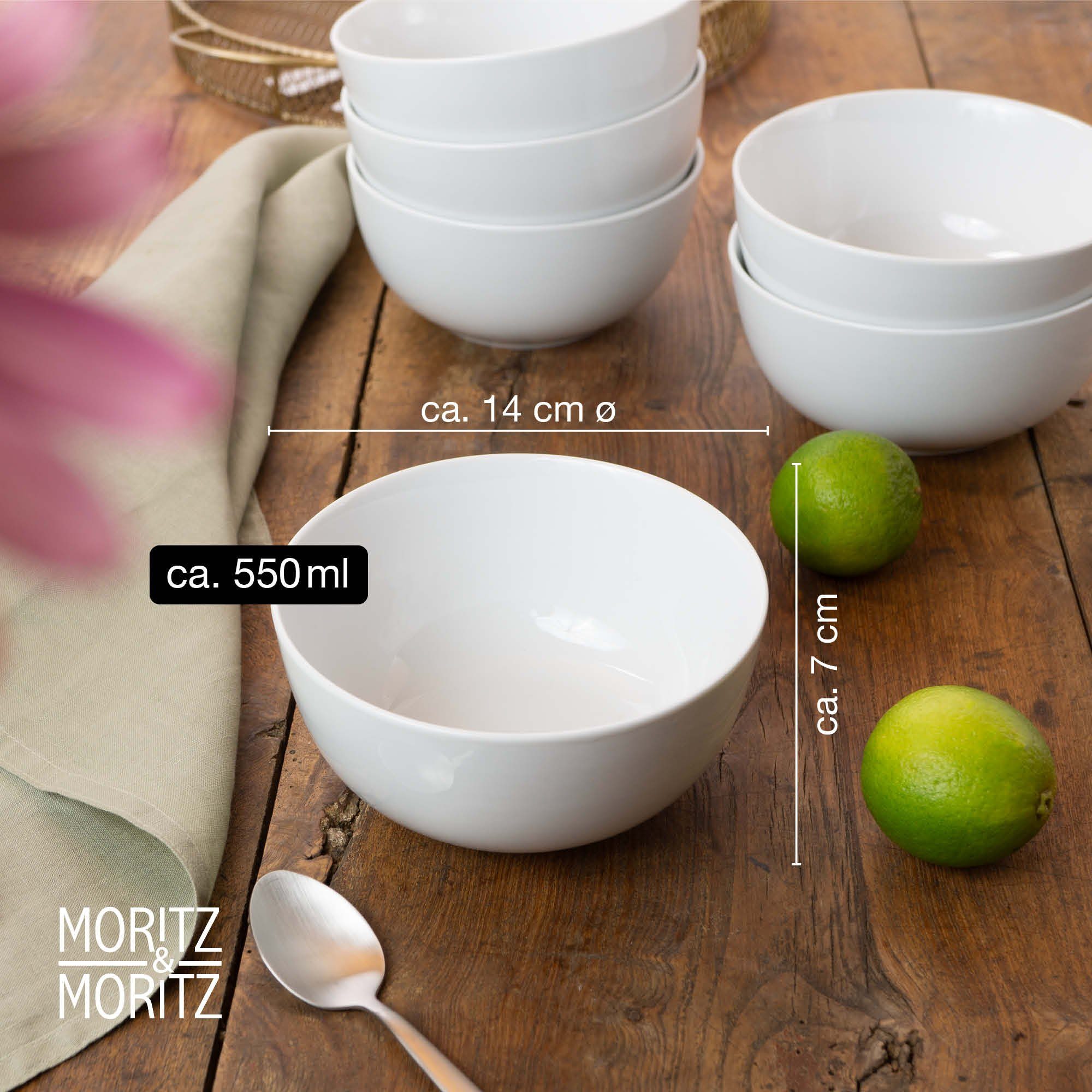 Moritz & Moritz Müslischüssel BASIC Schüssel Set, Porzellan, (Set, 6-tlg), für 6 Personen - spülmaschinen- und mikrowellengeeignet