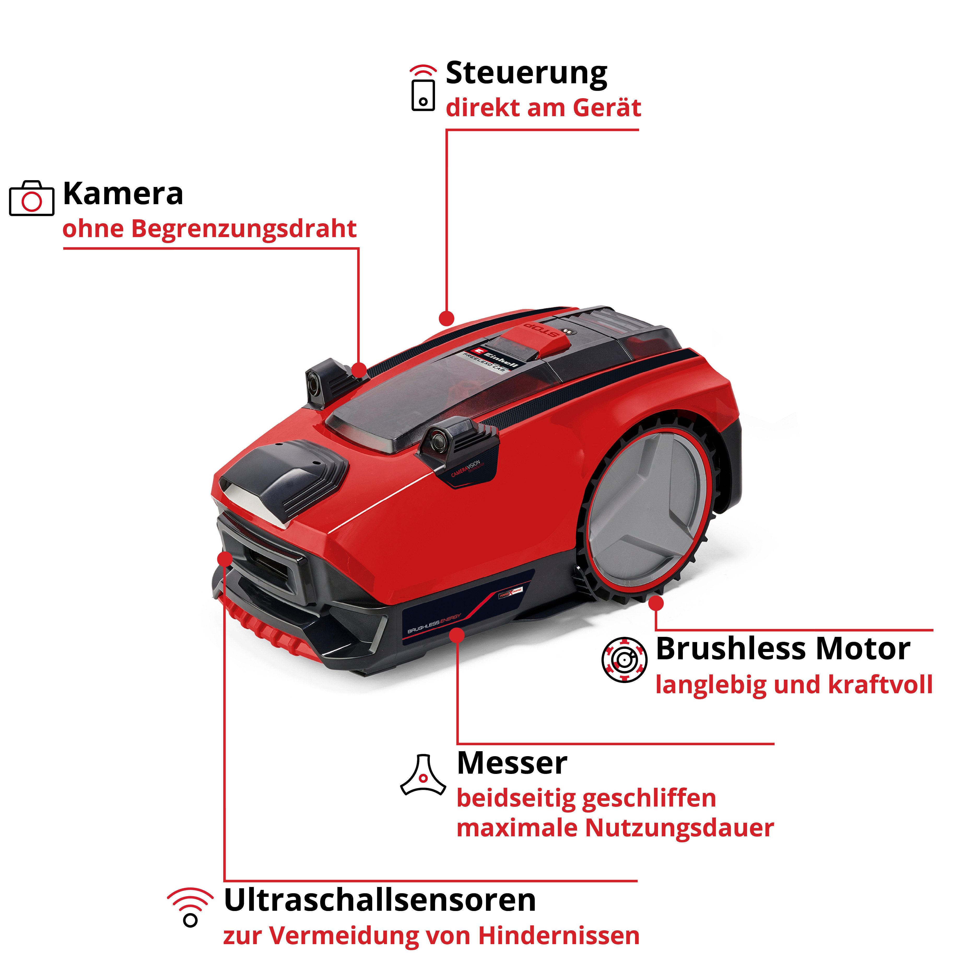Einhell Rasenmähroboter FREELEXO CAM 500, bis 500 m² Rasenfläche, inkl. Akku und Ladestation