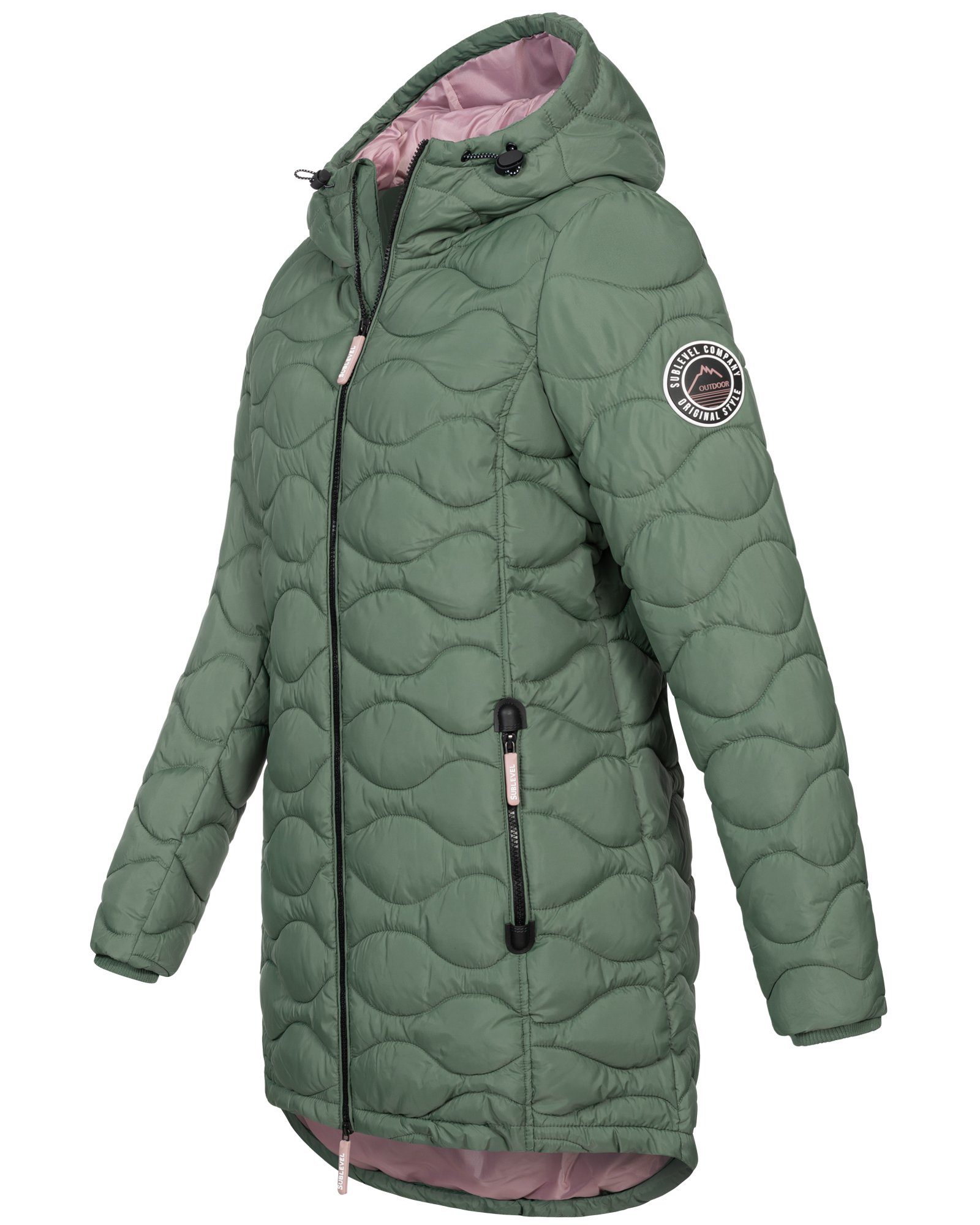 Winter Damen Forest-green SUBLEVEL Jacke Wintermantel Steppjacke Mantel Steppjacke Parka Steppmantel