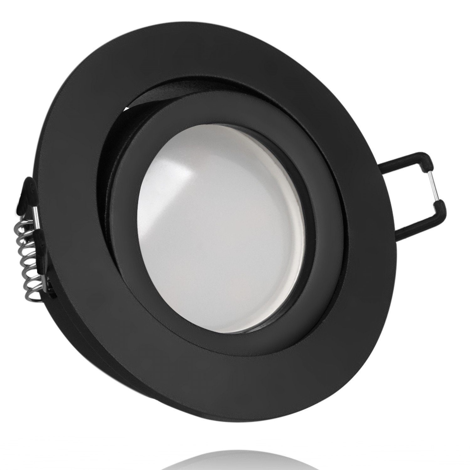 LEDANDO LED Einbaustrahler LED Einbaustrahler schwarz mit Set matt GU10 LED SMD vo Markenstrahler