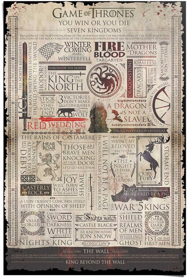 Reinders! Poster Game of Thrones Infografik, (1 St)