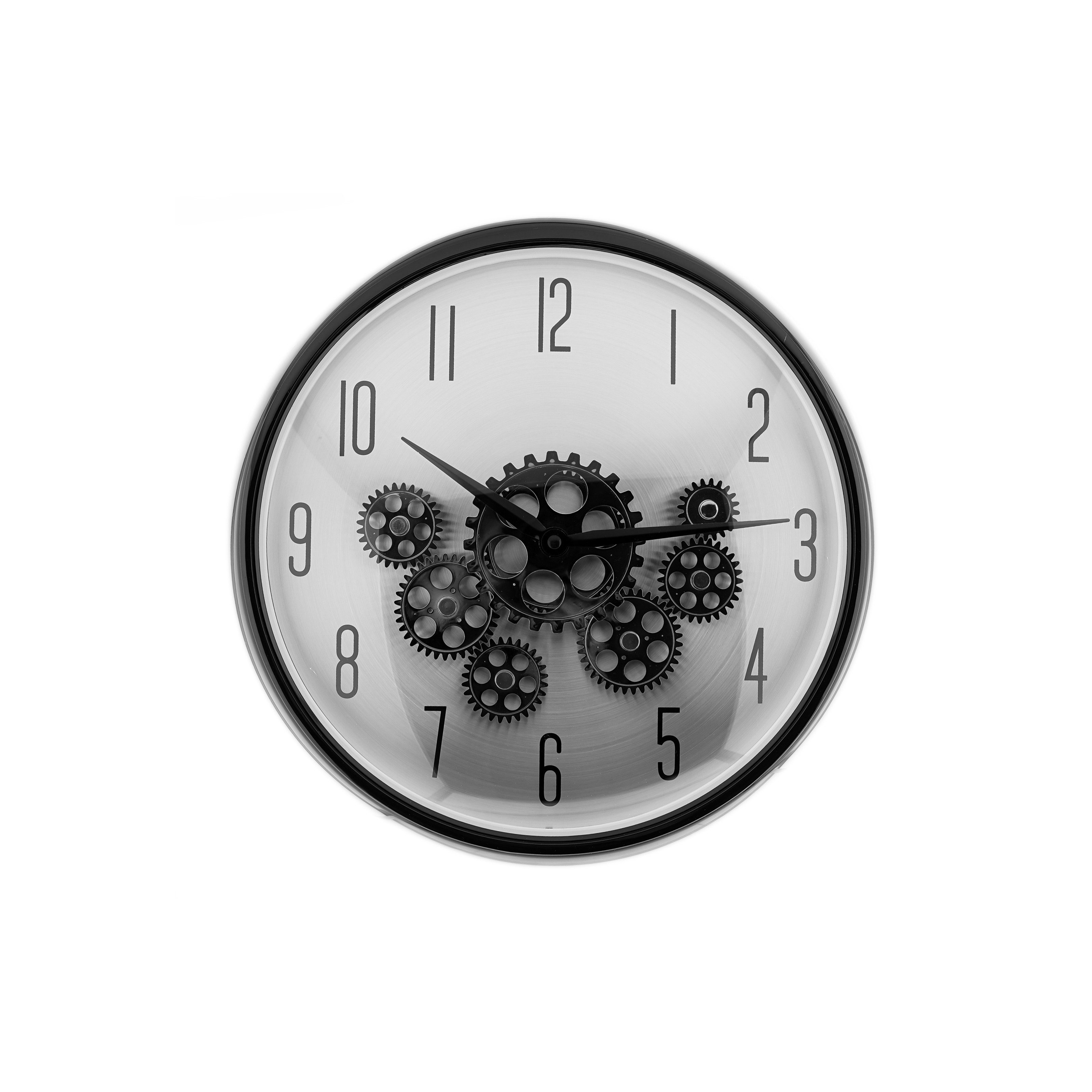Sunay Wanduhr mit Zahnrädern - ø35 x 9 cm, Analog im Industrial-Look (analog, 35 x 9 cm, mit Zahnrädern)